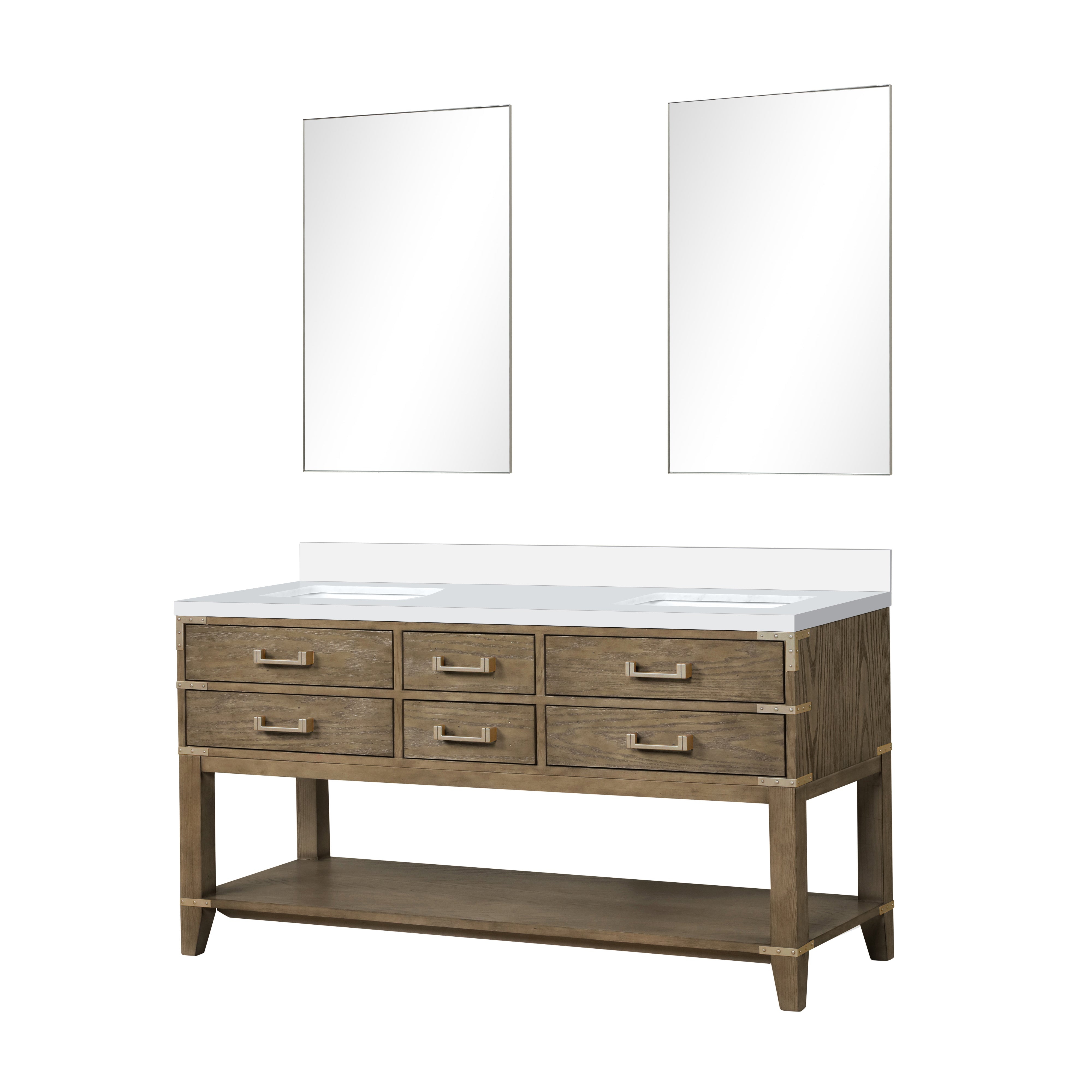 Norwalk 60 in W x 22 in D Grey Oak Double Bath Vanity