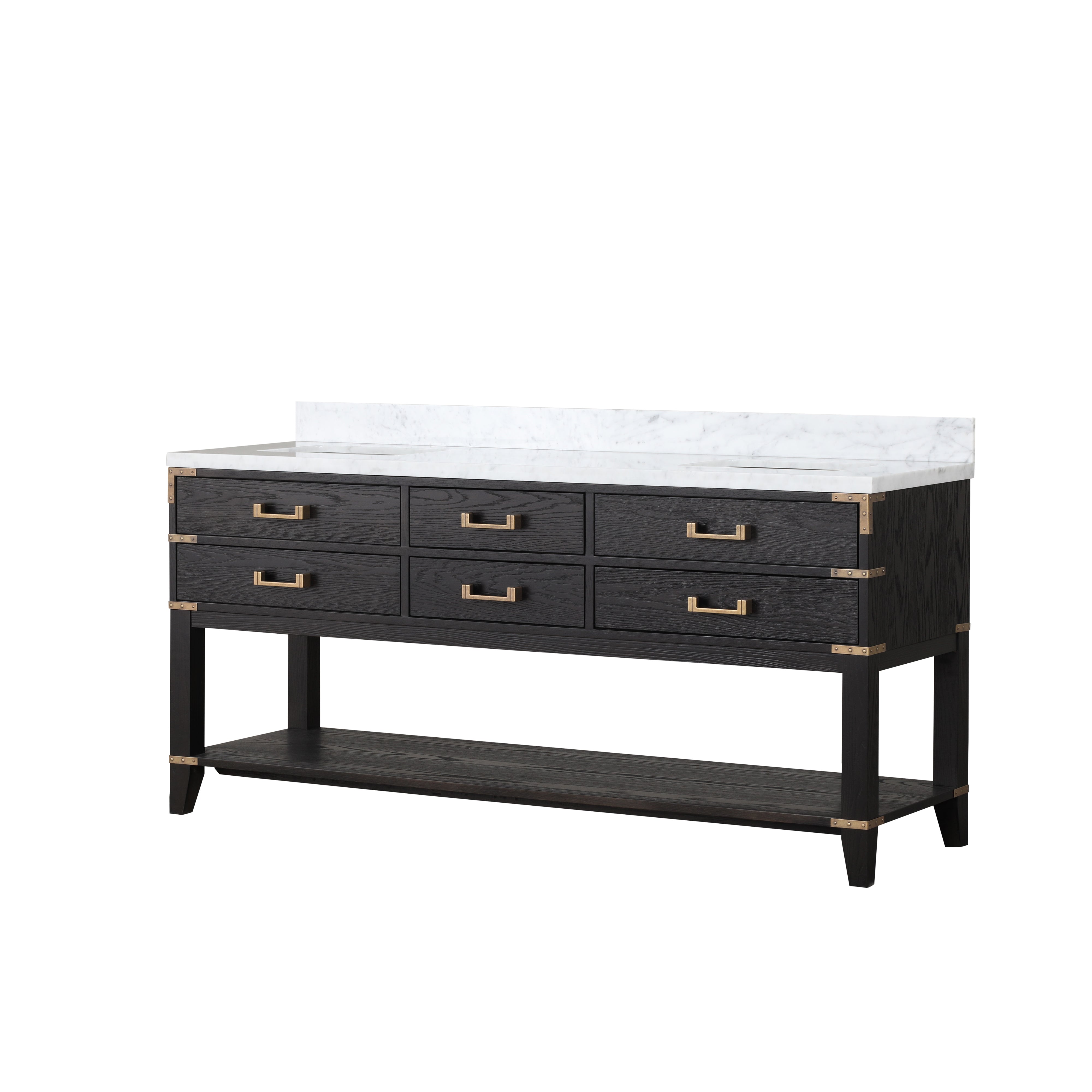 Norwalk 72 in W x 22 in D Black Oak Double Bath Vanity
