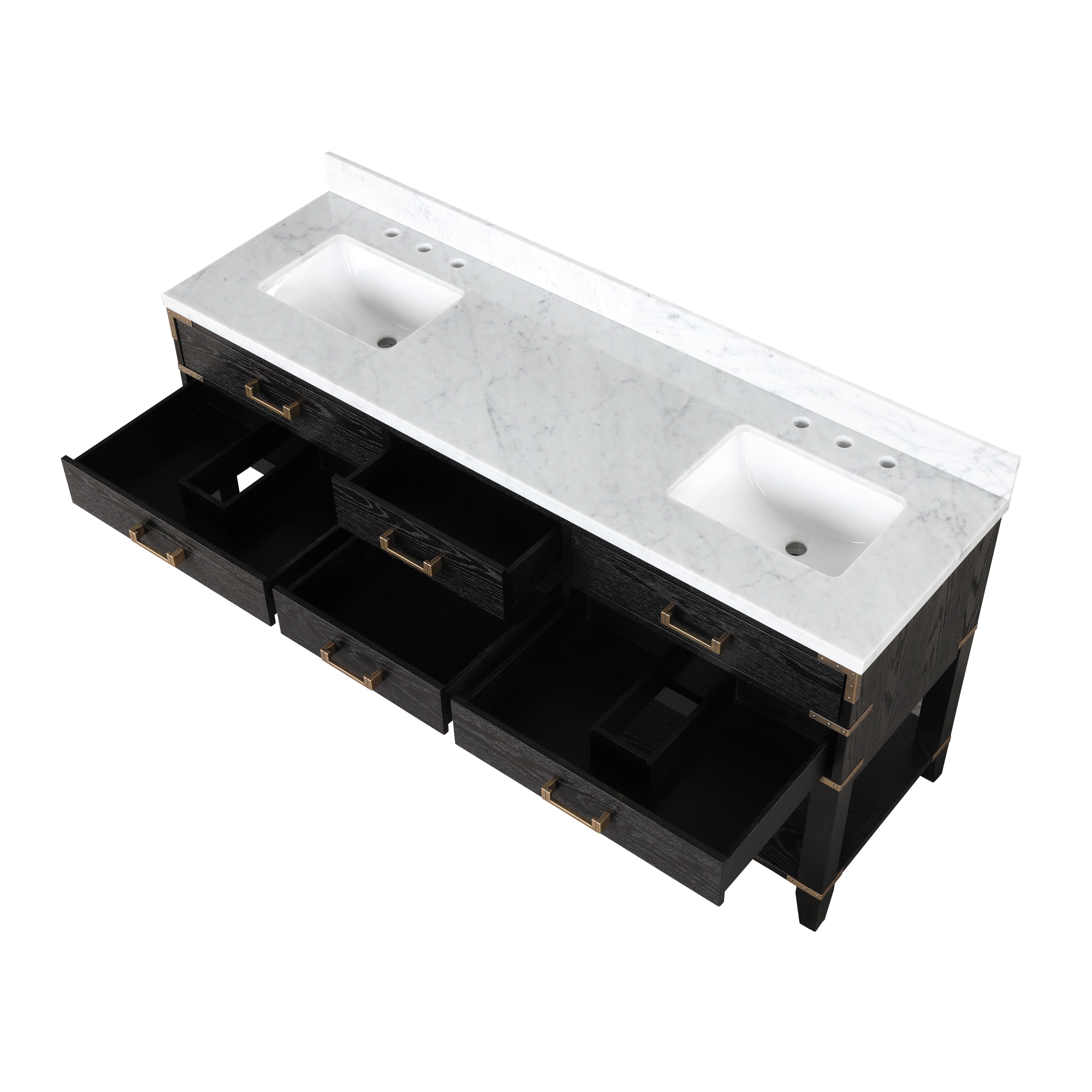 Norwalk 72 in W x 22 in D Black Oak Double Bath Vanity