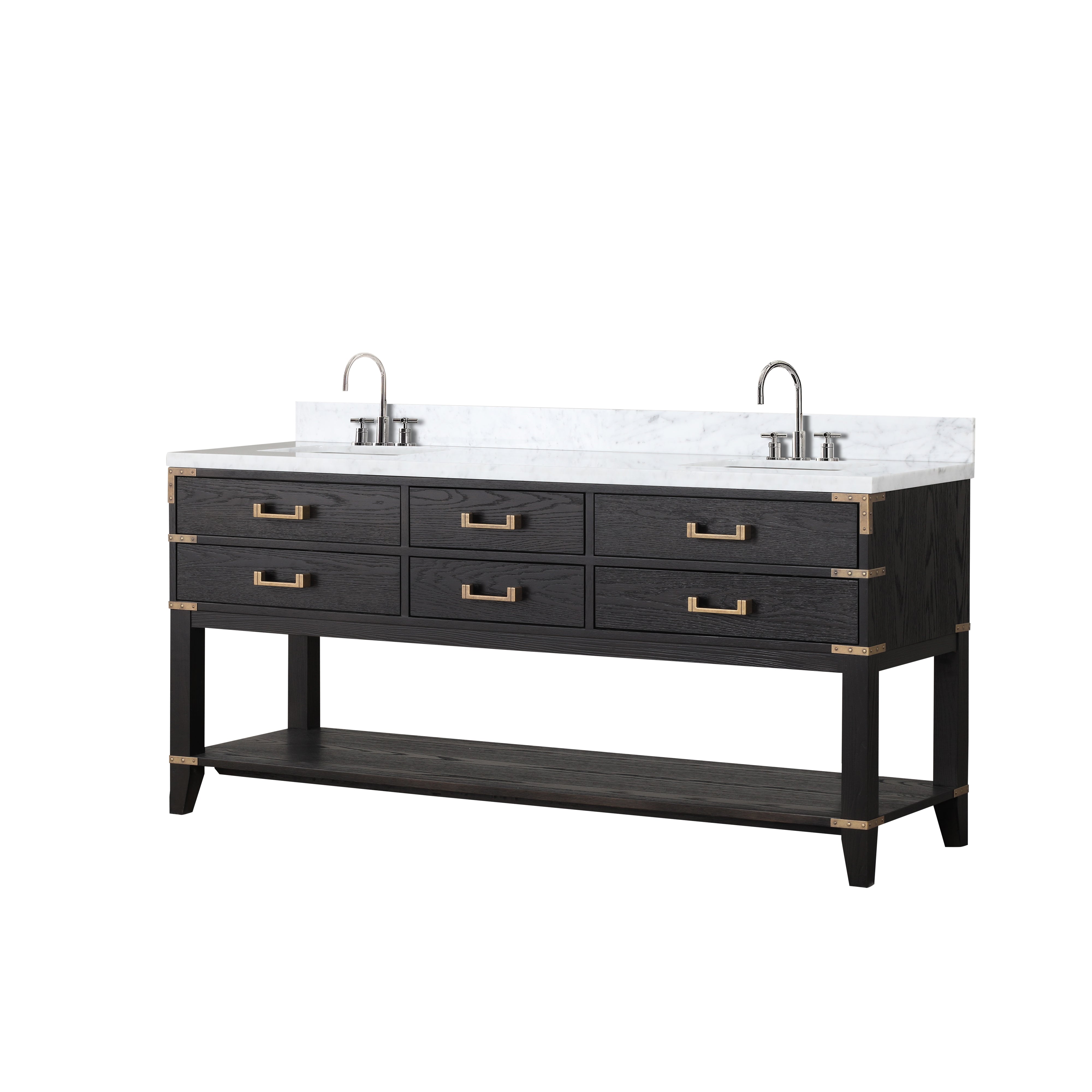 Norwalk 72 in W x 22 in D Black Oak Double Bath Vanity