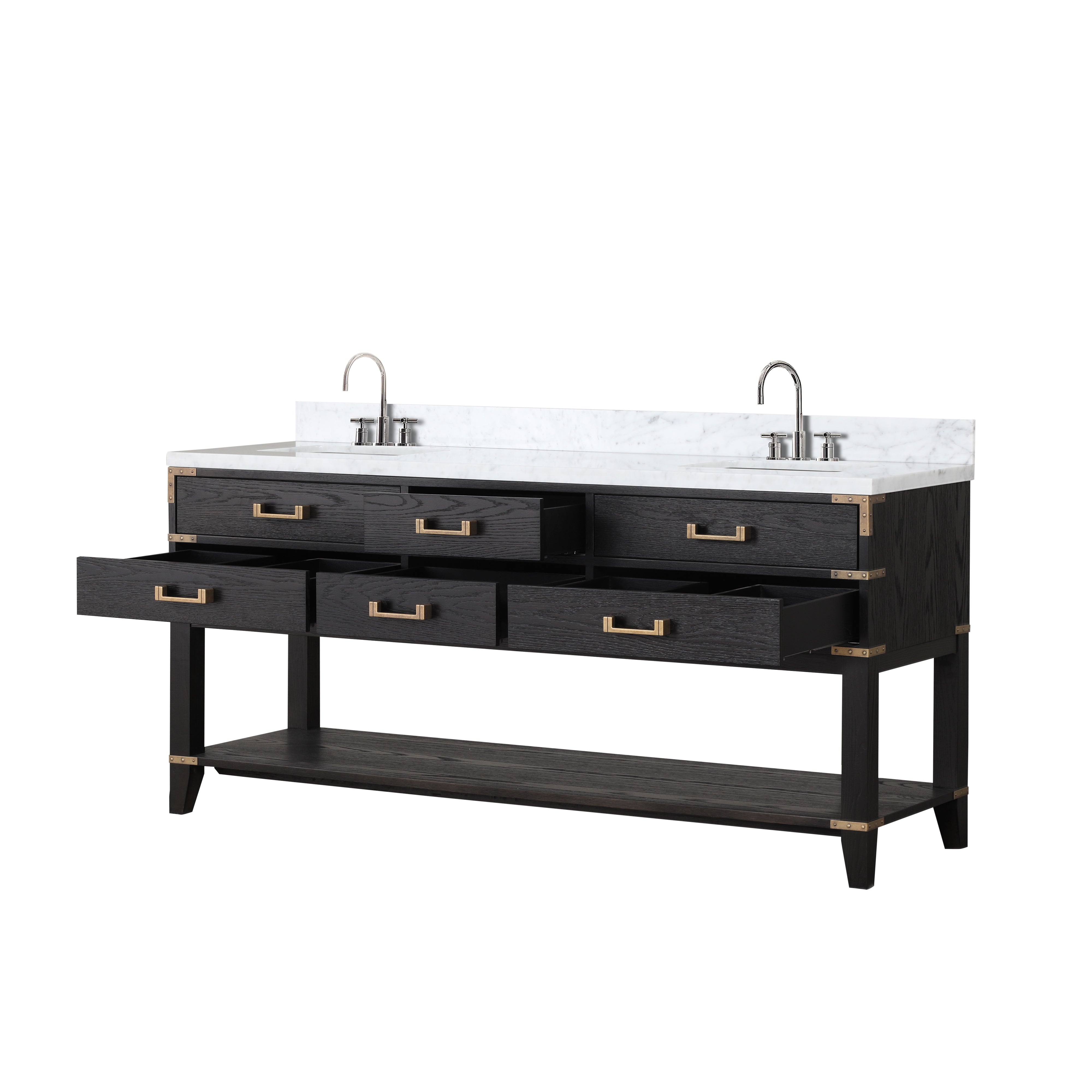 Norwalk 72 in W x 22 in D Black Oak Double Bath Vanity