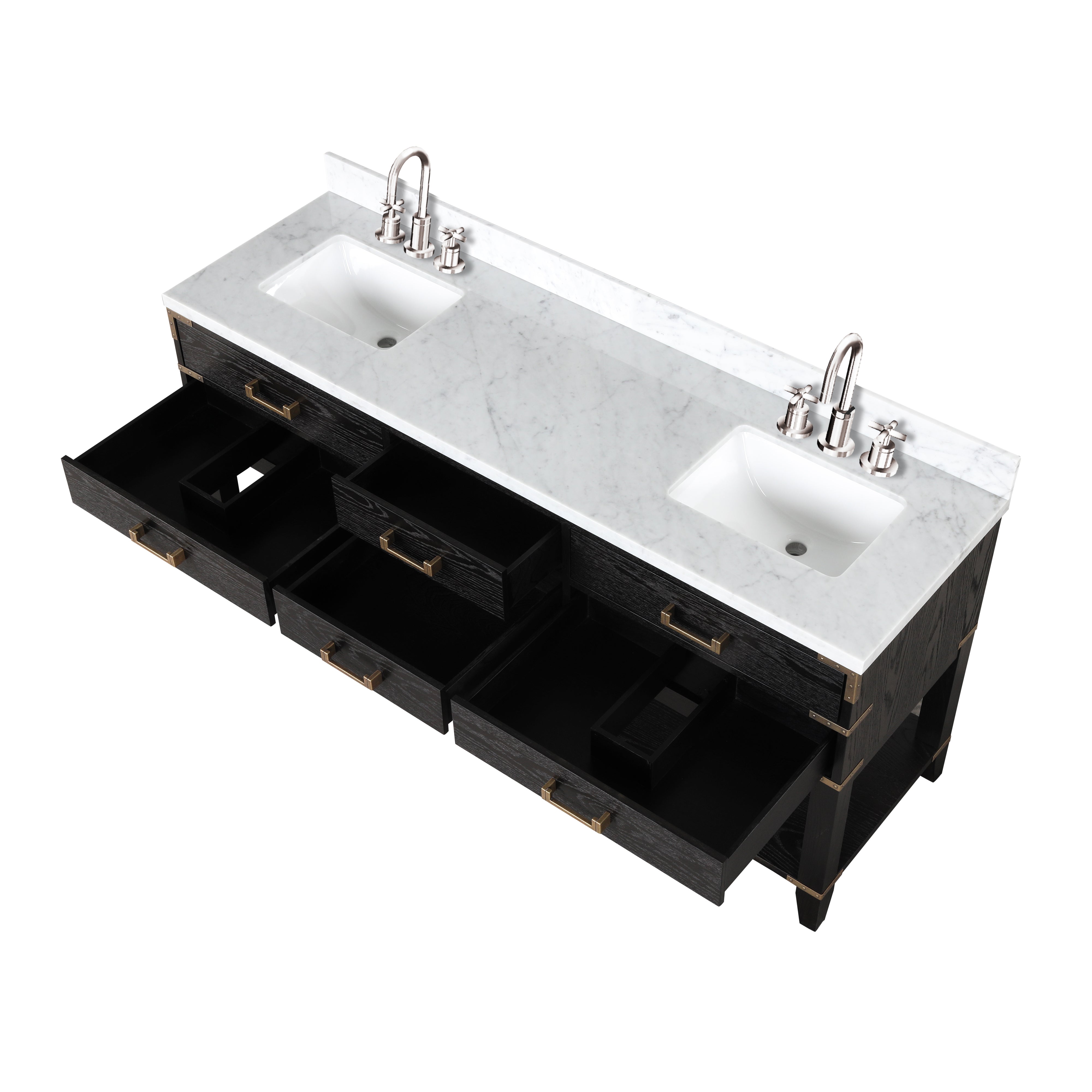 Norwalk 72 in W x 22 in D Black Oak Double Bath Vanity