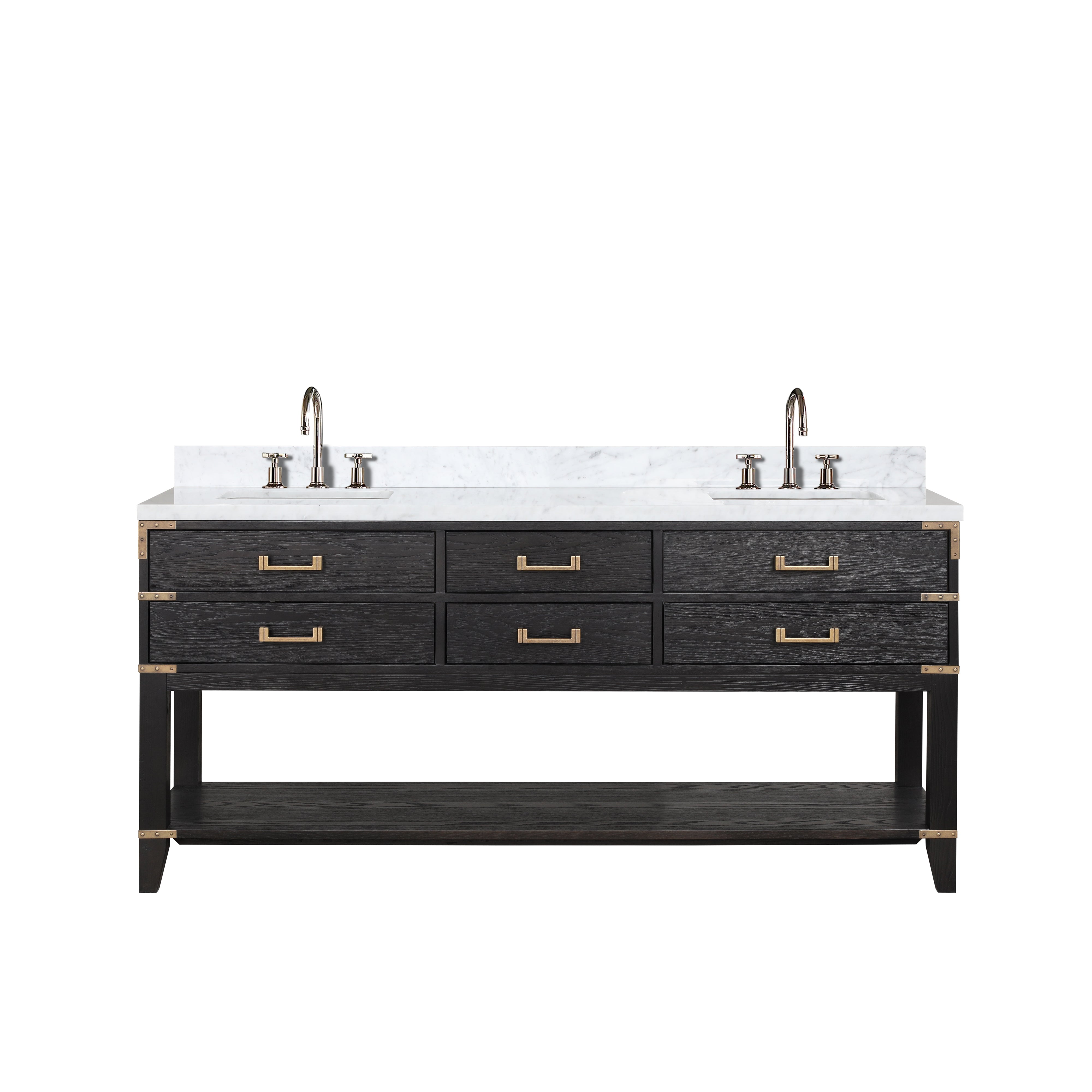 Norwalk 72 in W x 22 in D Black Oak Double Bath Vanity