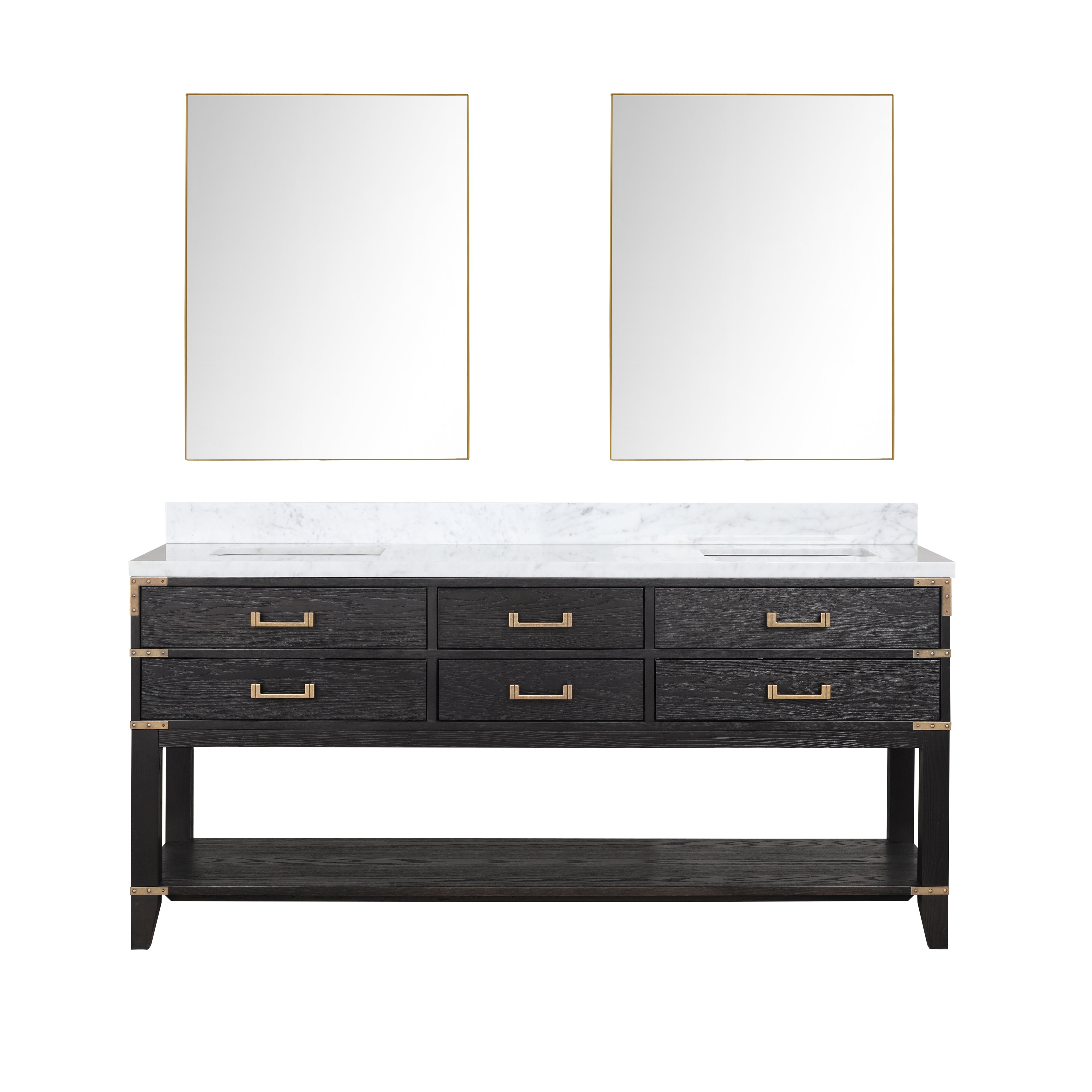 Norwalk 72 in W x 22 in D Black Oak Double Bath Vanity