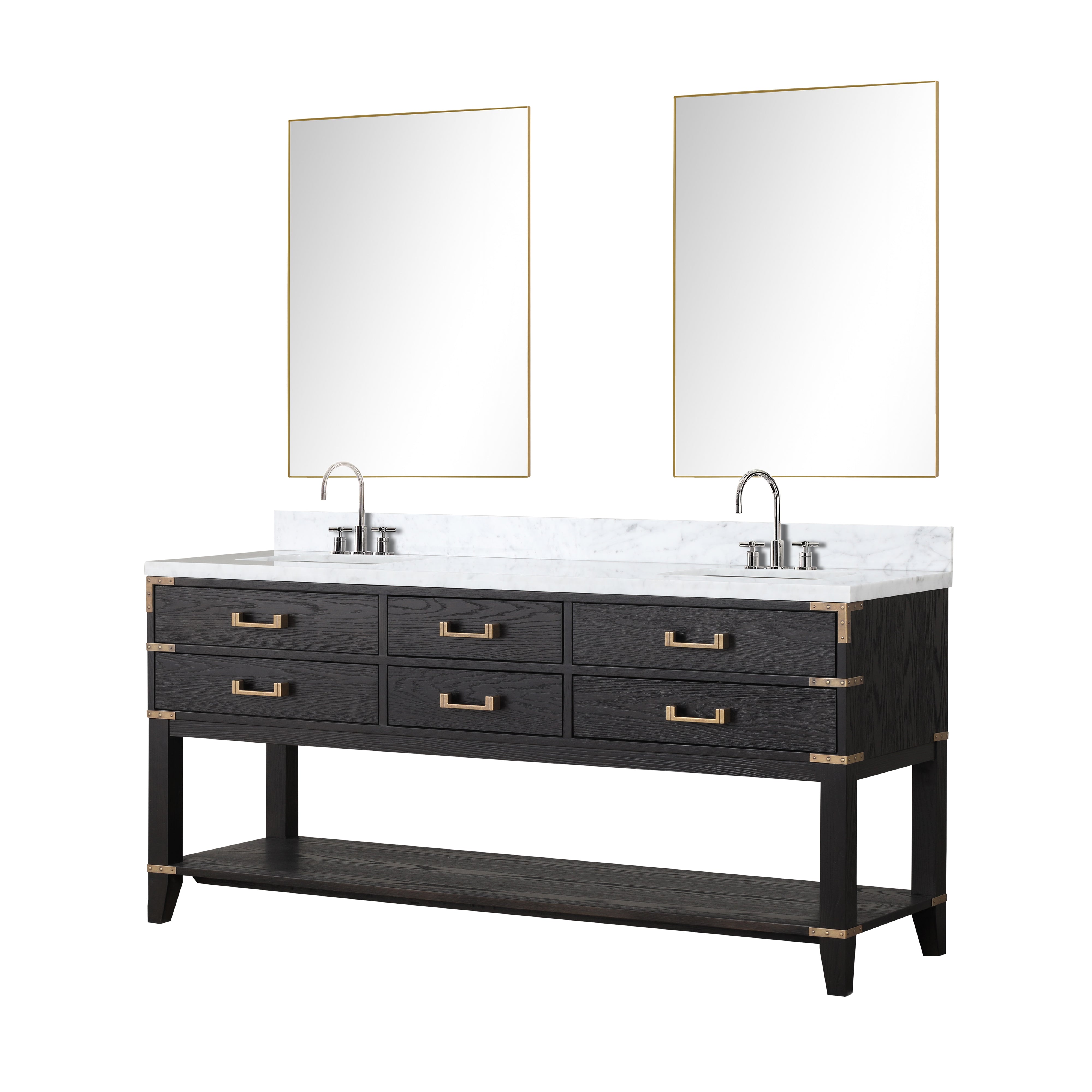 Norwalk 72 in W x 22 in D Black Oak Double Bath Vanity