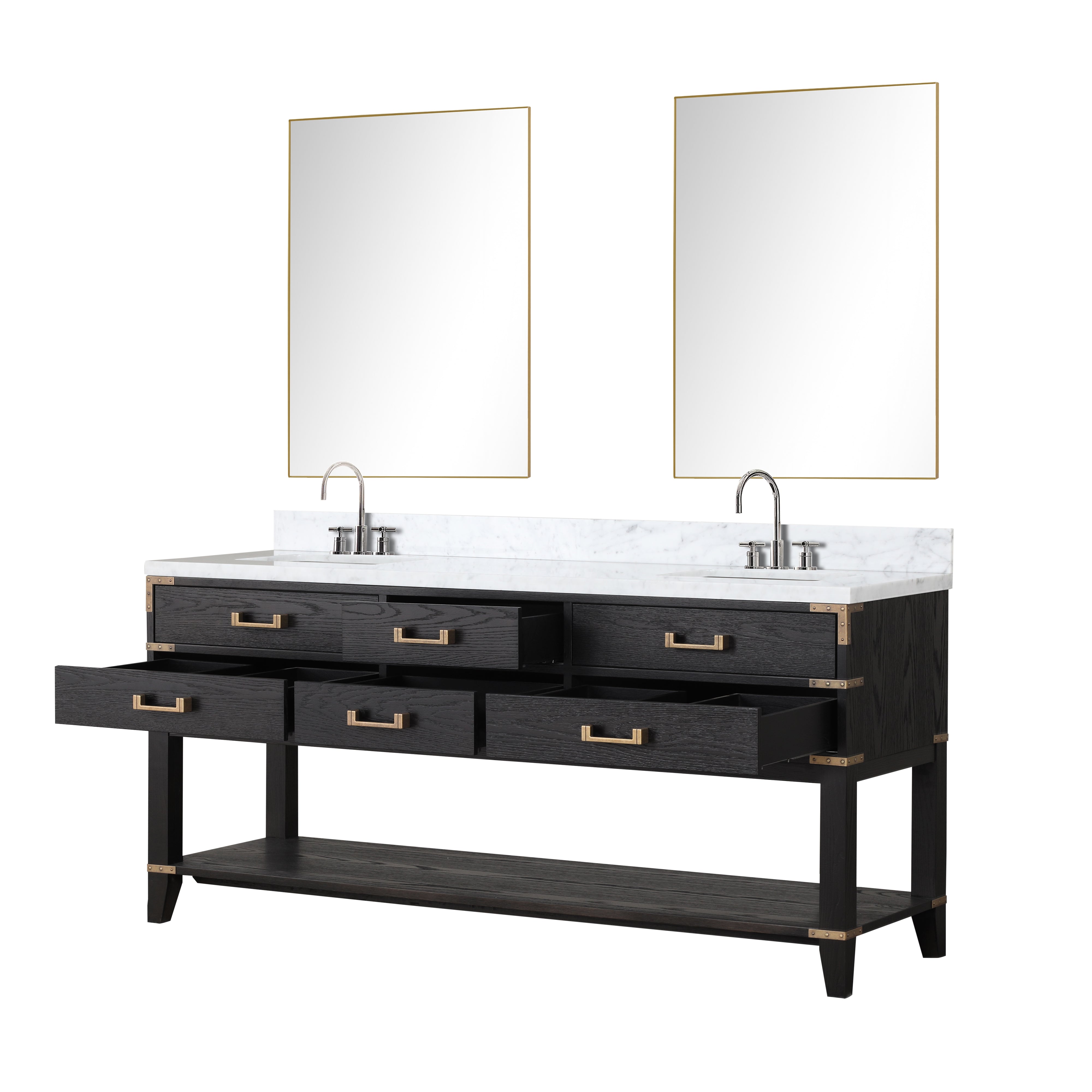 Norwalk 72 in W x 22 in D Black Oak Double Bath Vanity