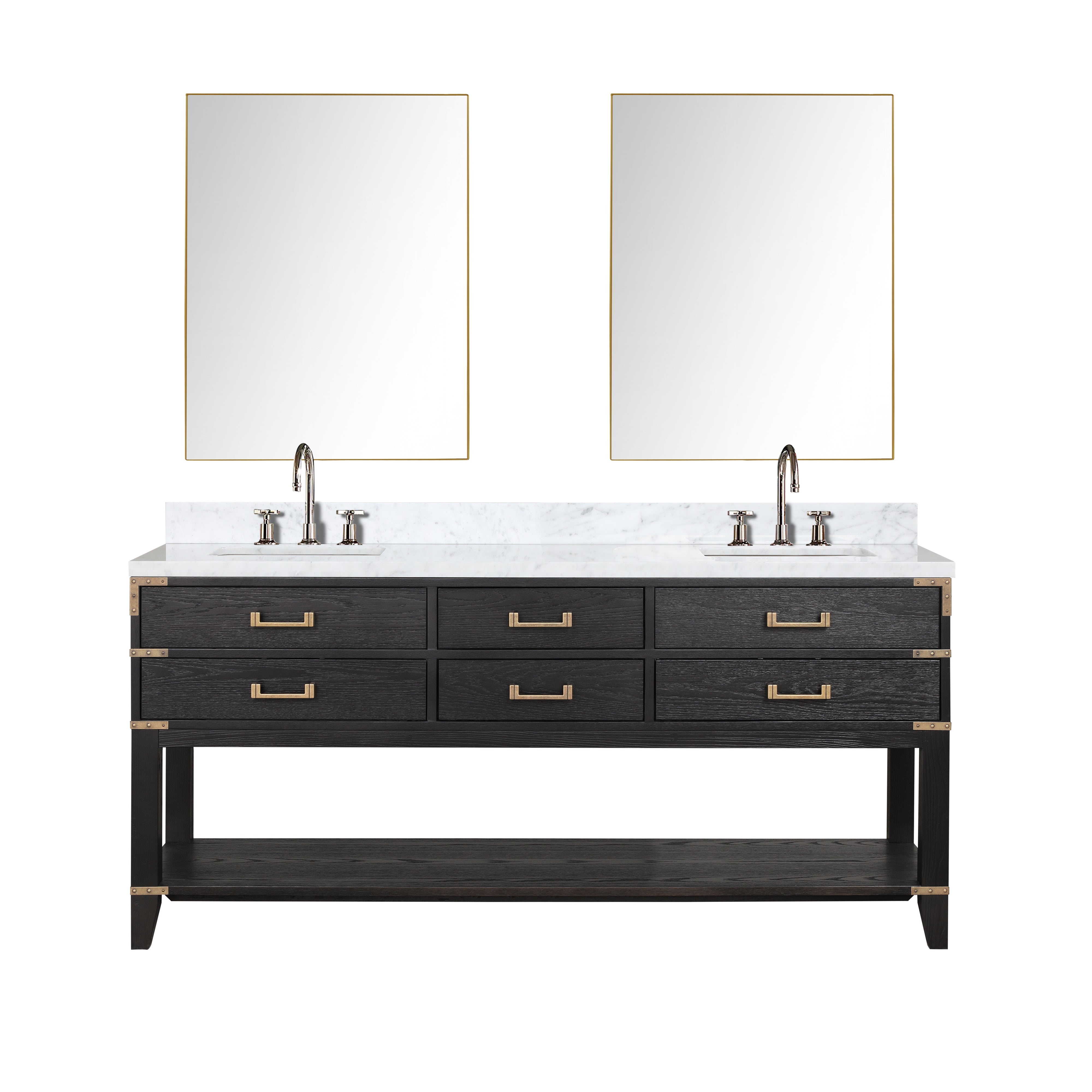 Norwalk 72 in W x 22 in D Black Oak Double Bath Vanity