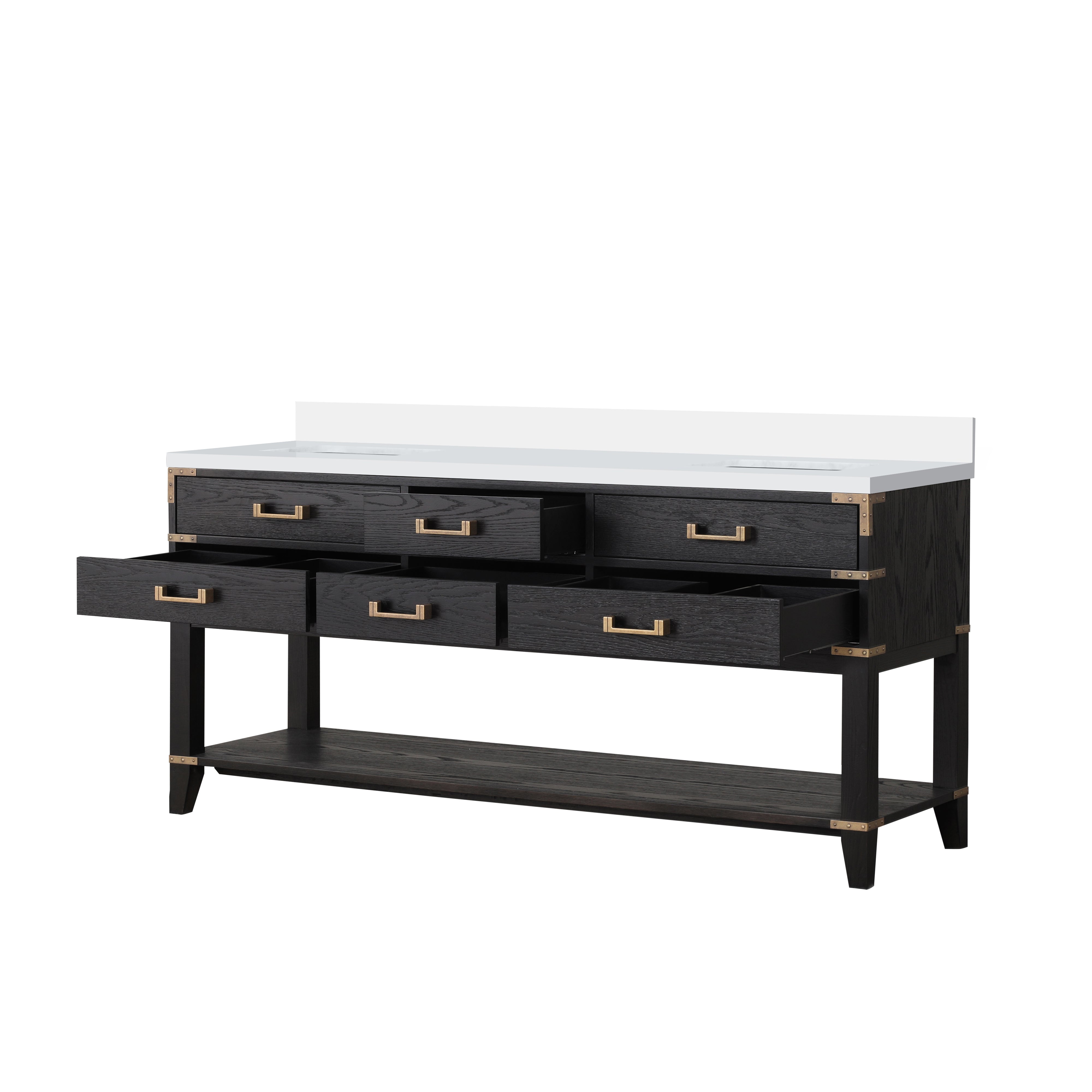 Norwalk 72 in W x 22 in D Black Oak Double Bath Vanity