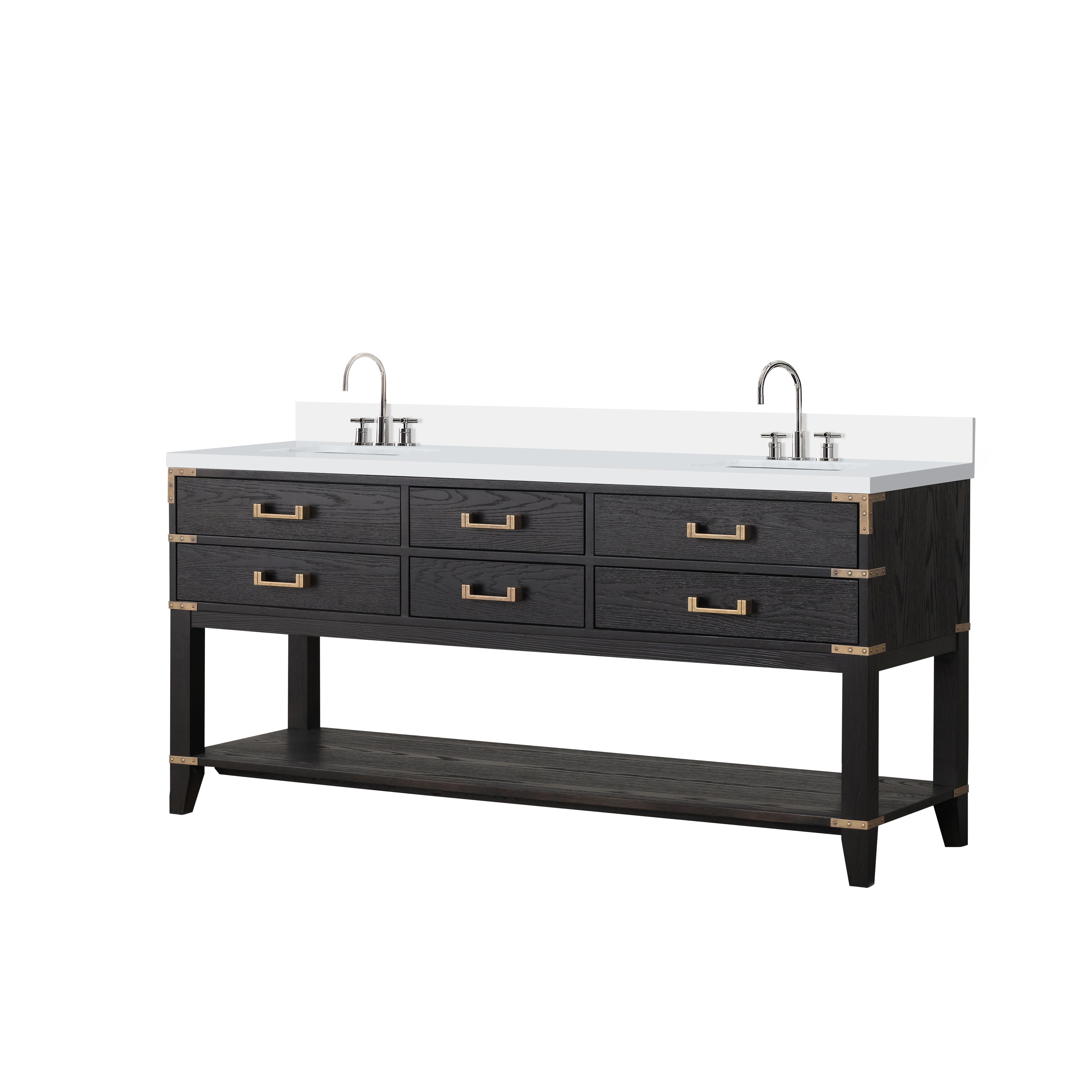 Norwalk 72 in W x 22 in D Black Oak Double Bath Vanity
