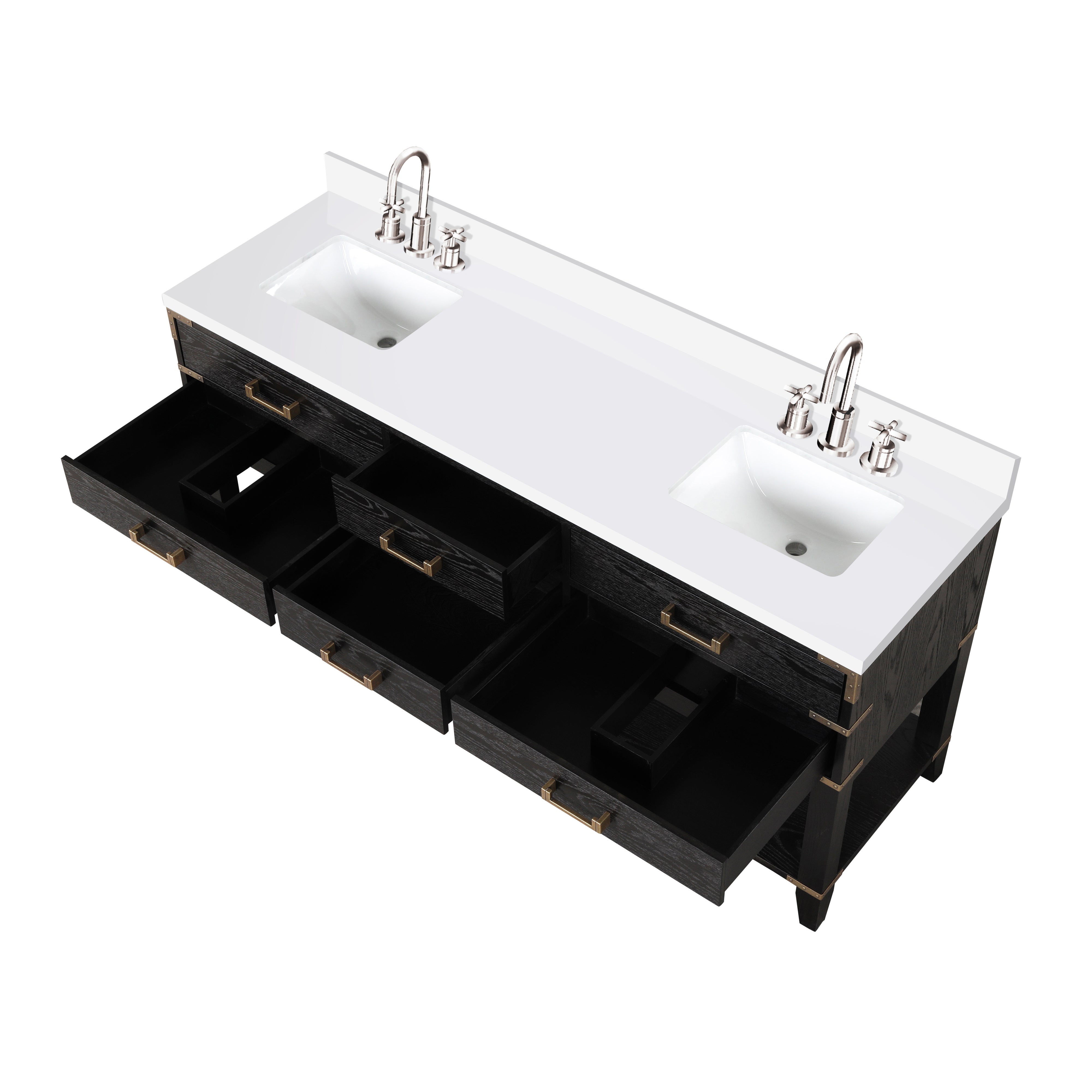 Norwalk 72 in W x 22 in D Black Oak Double Bath Vanity