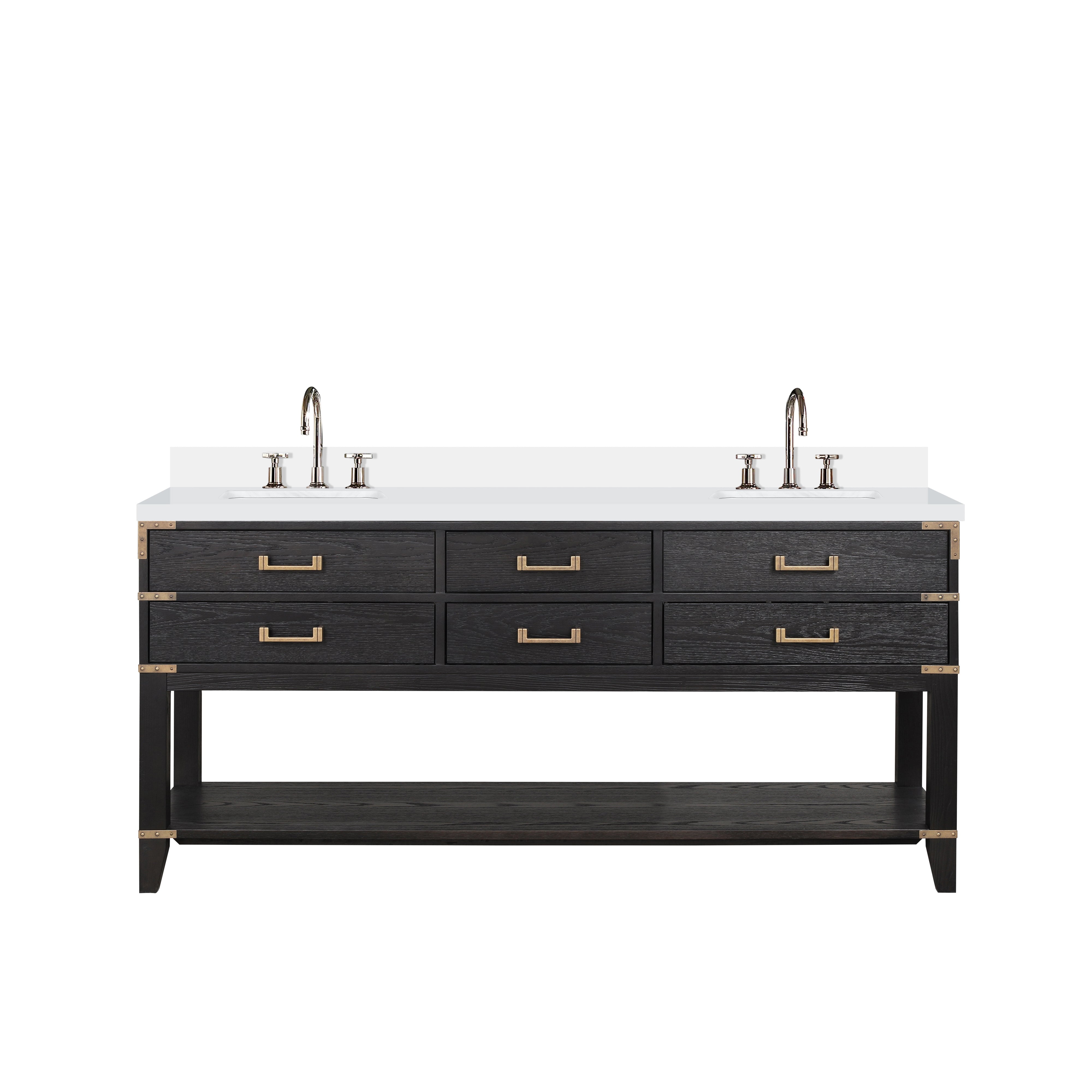 Norwalk 72 in W x 22 in D Black Oak Double Bath Vanity