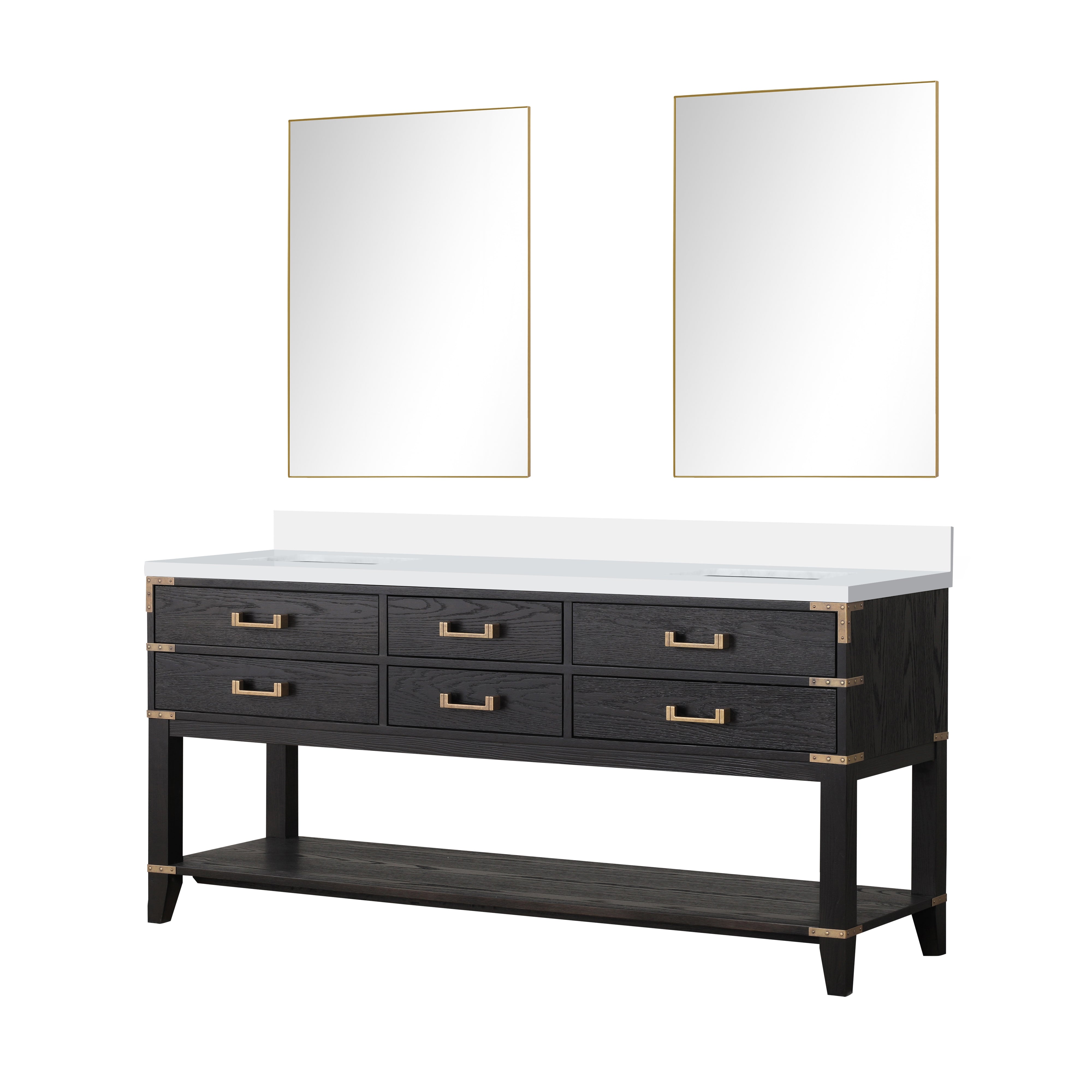 Norwalk 72 in W x 22 in D Black Oak Double Bath Vanity