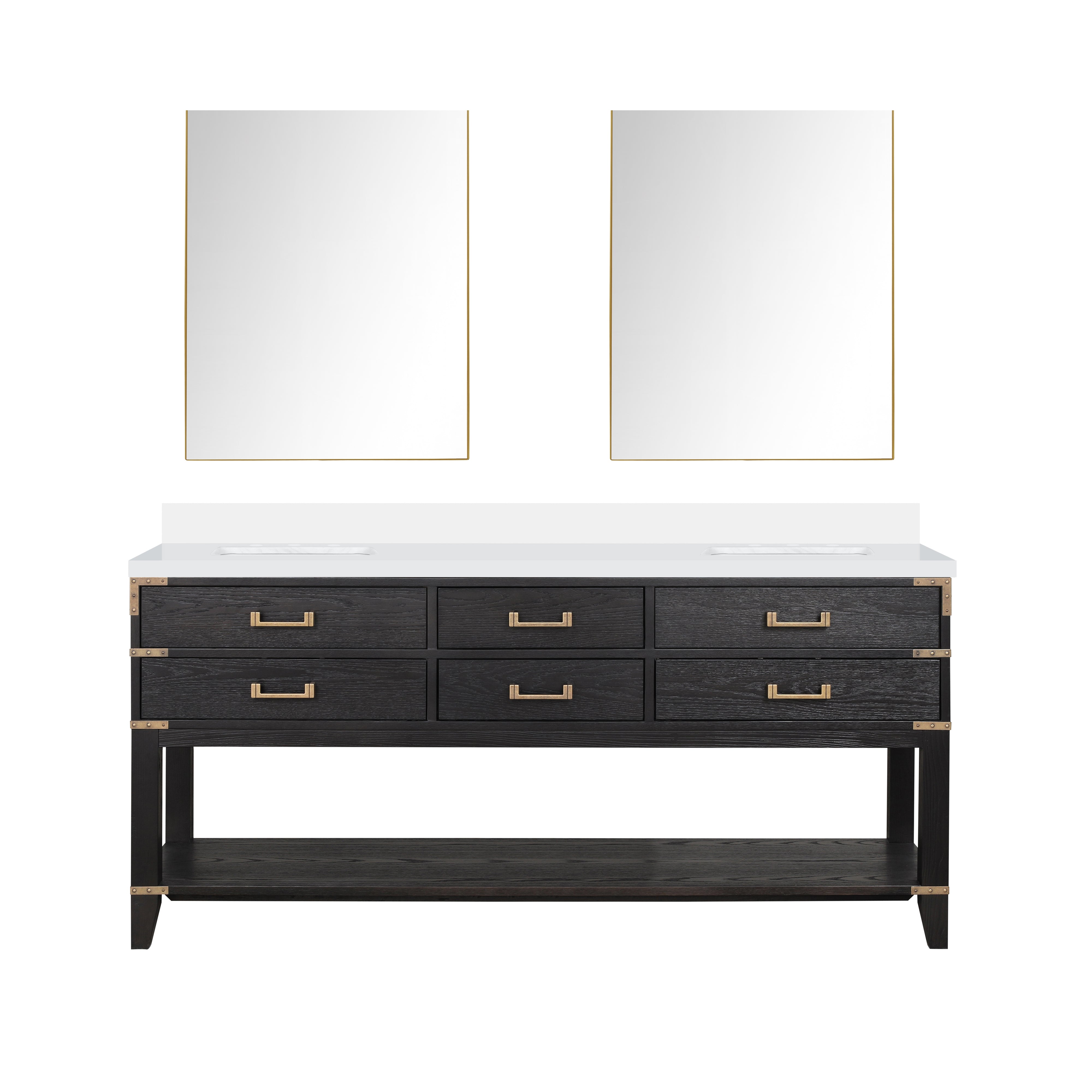Norwalk 72 in W x 22 in D Black Oak Double Bath Vanity
