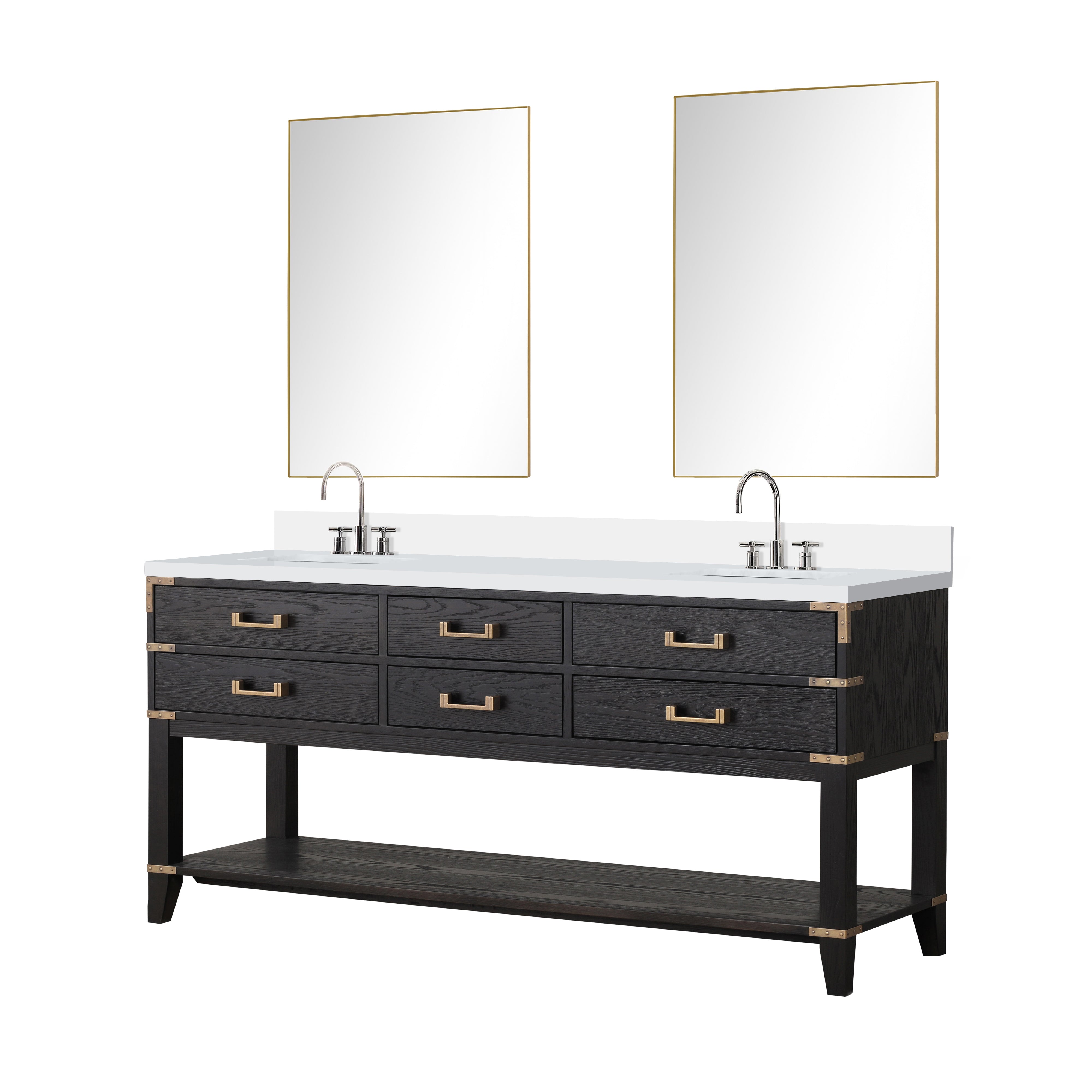 Norwalk 72 in W x 22 in D Black Oak Double Bath Vanity