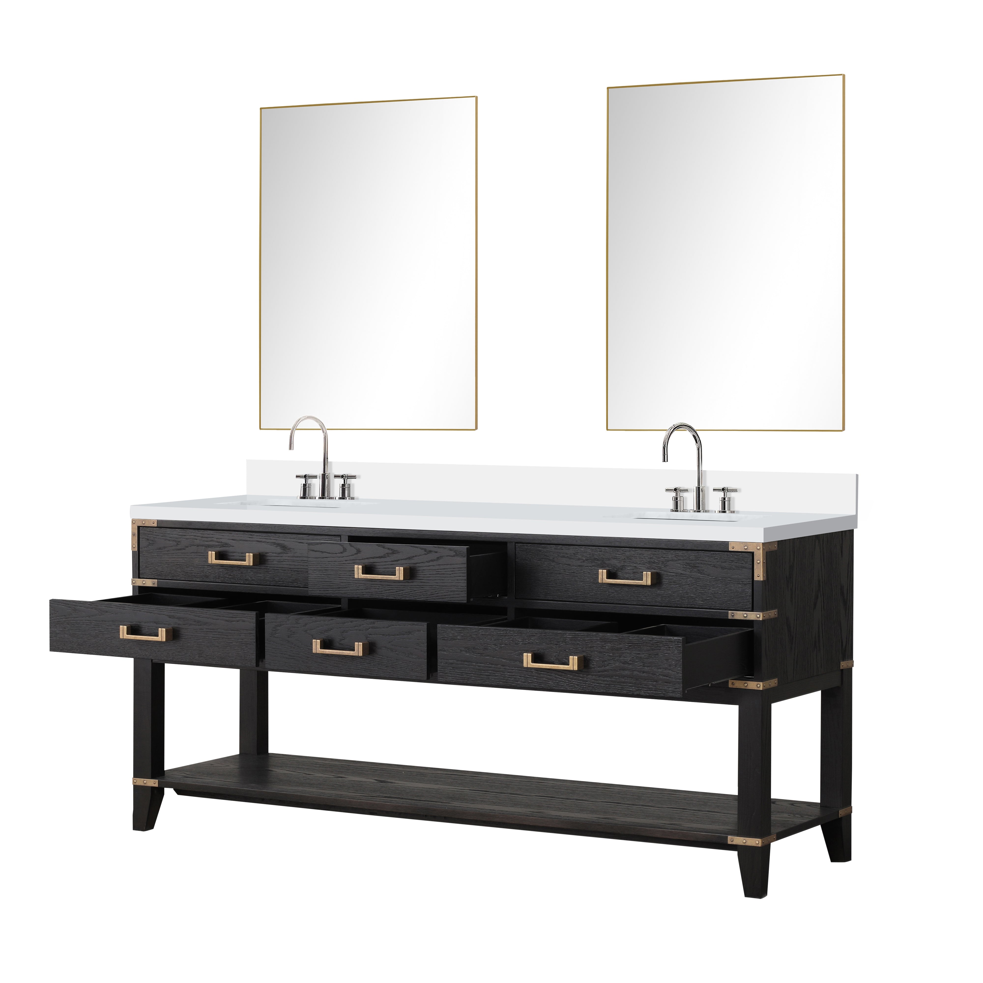 Norwalk 72 in W x 22 in D Black Oak Double Bath Vanity