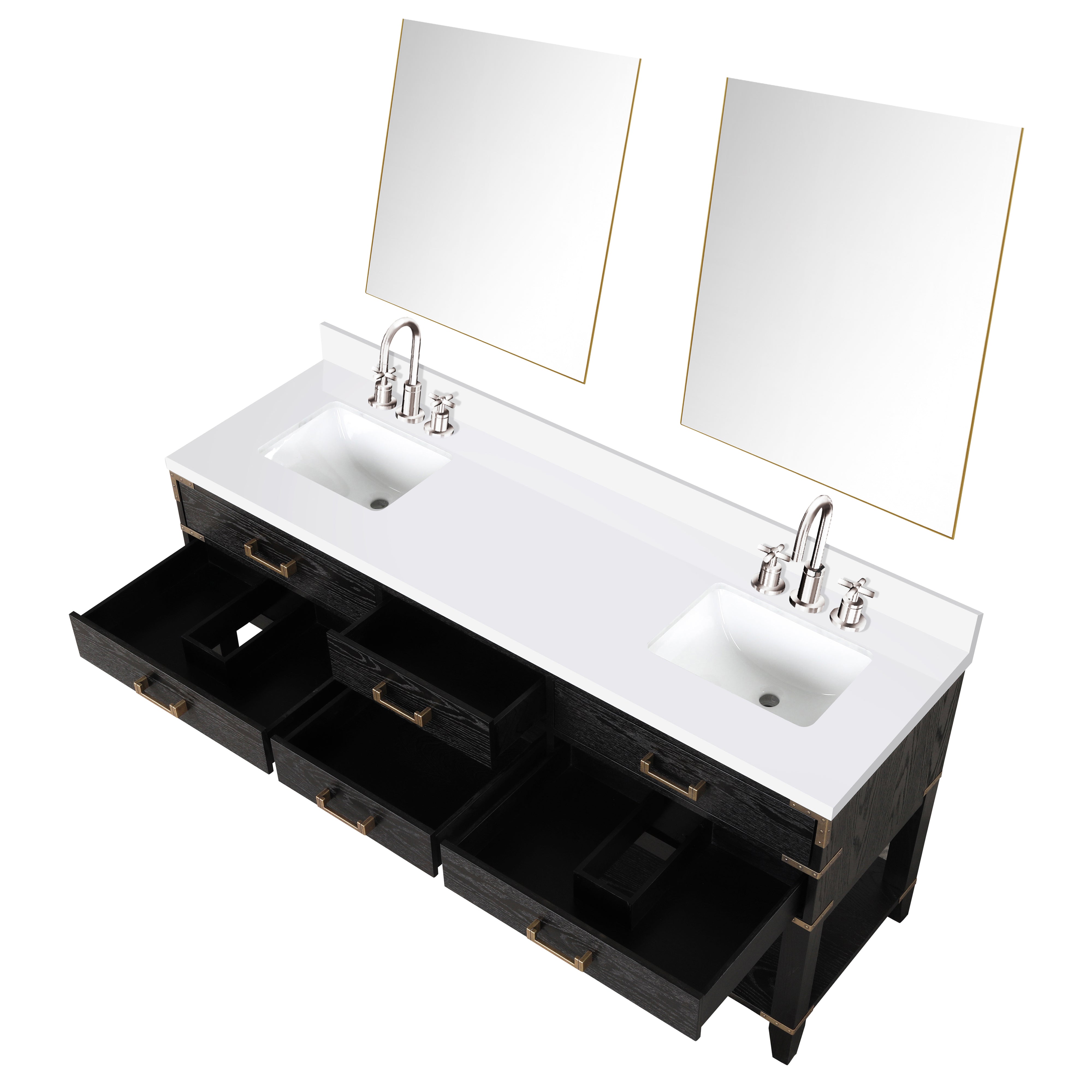 Norwalk 72 in W x 22 in D Black Oak Double Bath Vanity