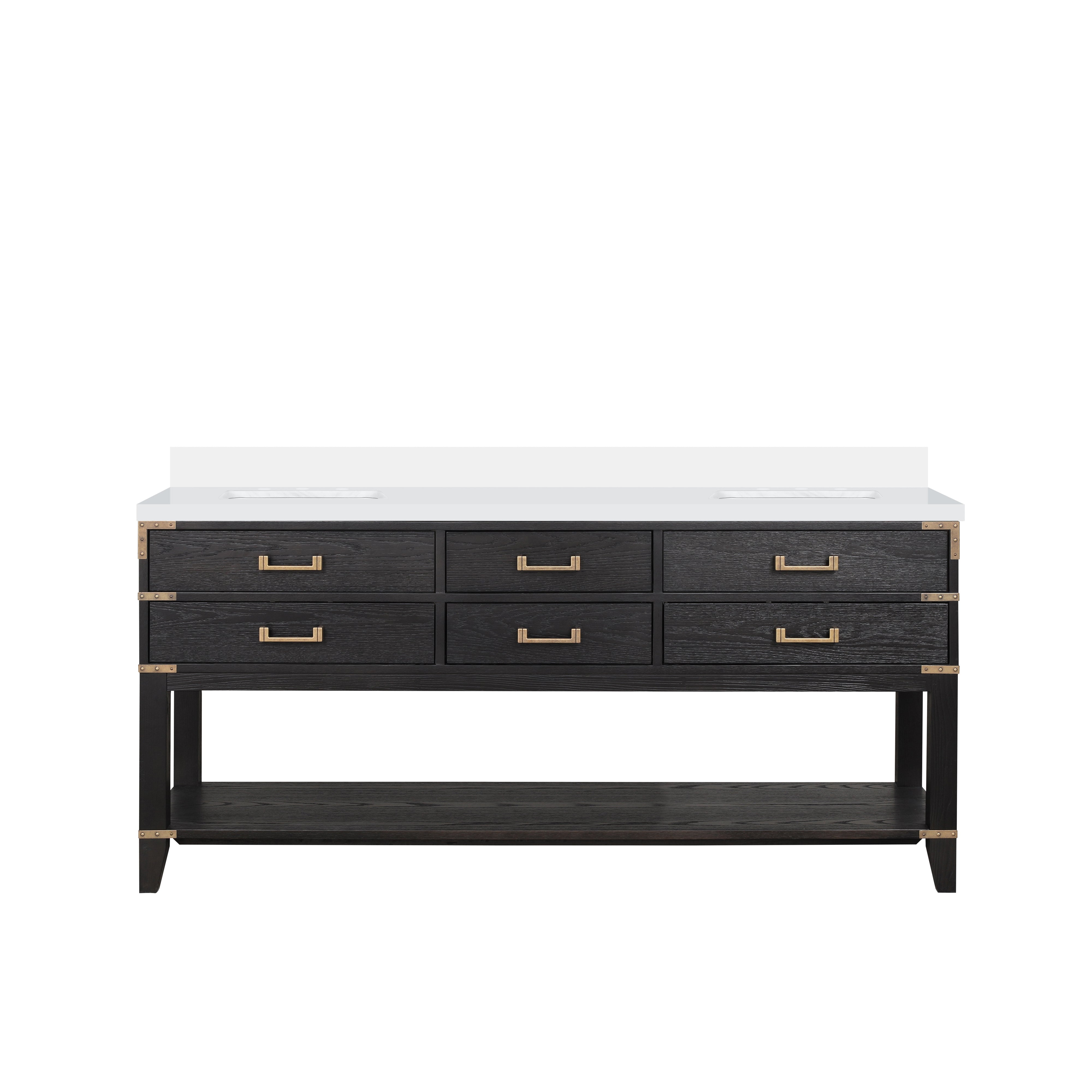 Norwalk 72 in W x 22 in D Black Oak Double Bath Vanity