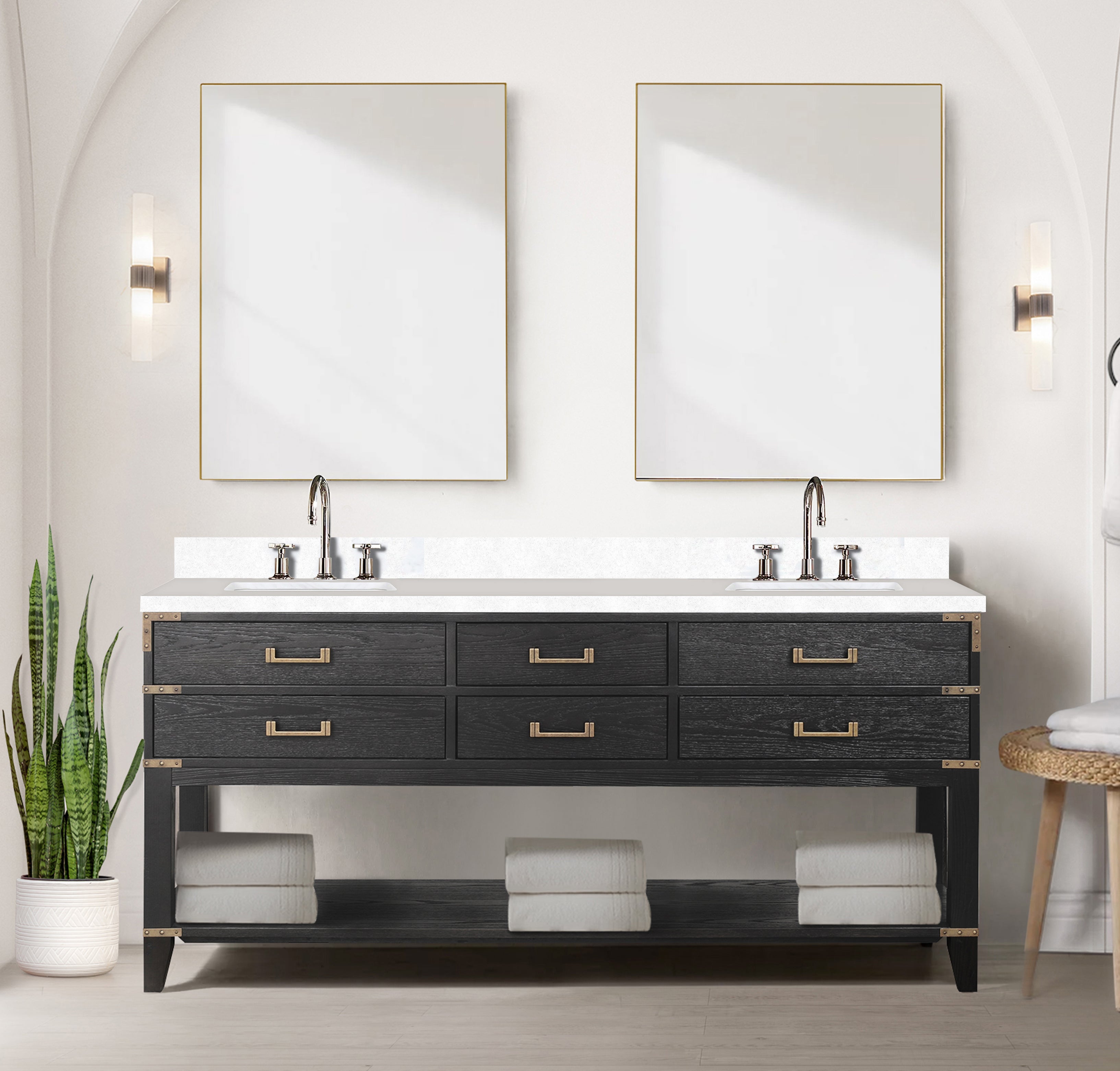 Norwalk 72 in W x 22 in D Black Oak Double Bath Vanity