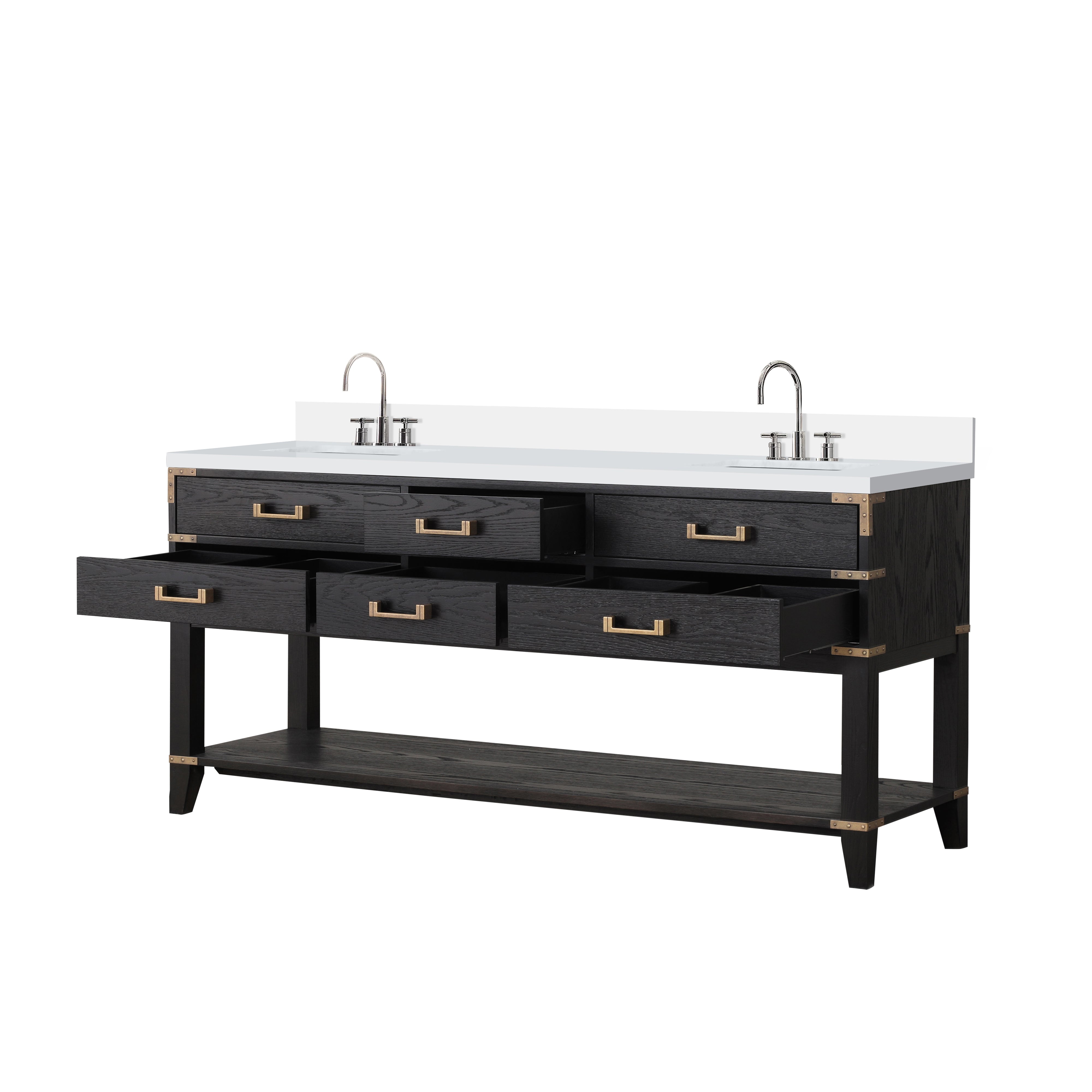 Norwalk 72 in W x 22 in D Black Oak Double Bath Vanity