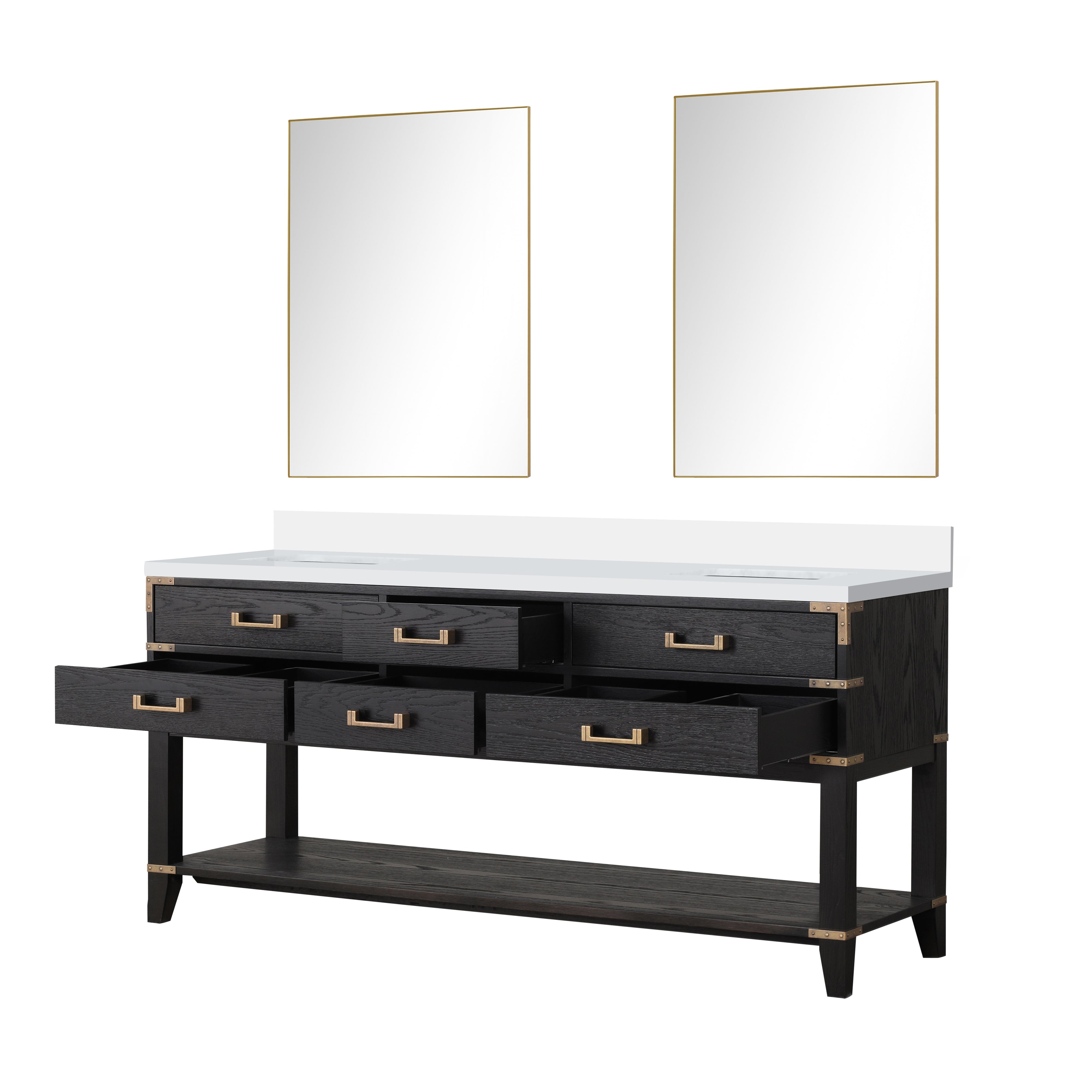 Norwalk 72 in W x 22 in D Black Oak Double Bath Vanity