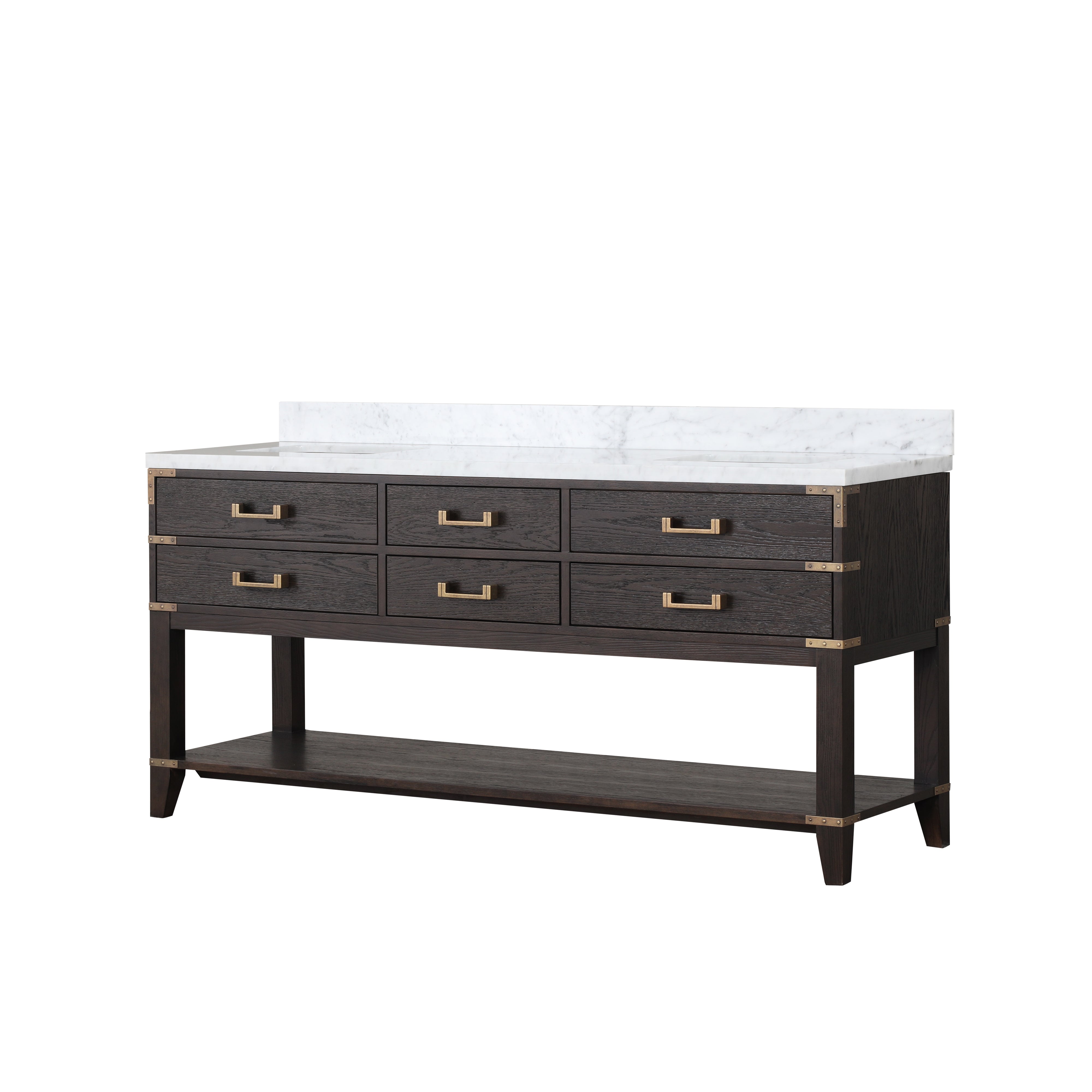 Norwalk 72 in W x 22 in D Brown Oak Double Bath Vanity