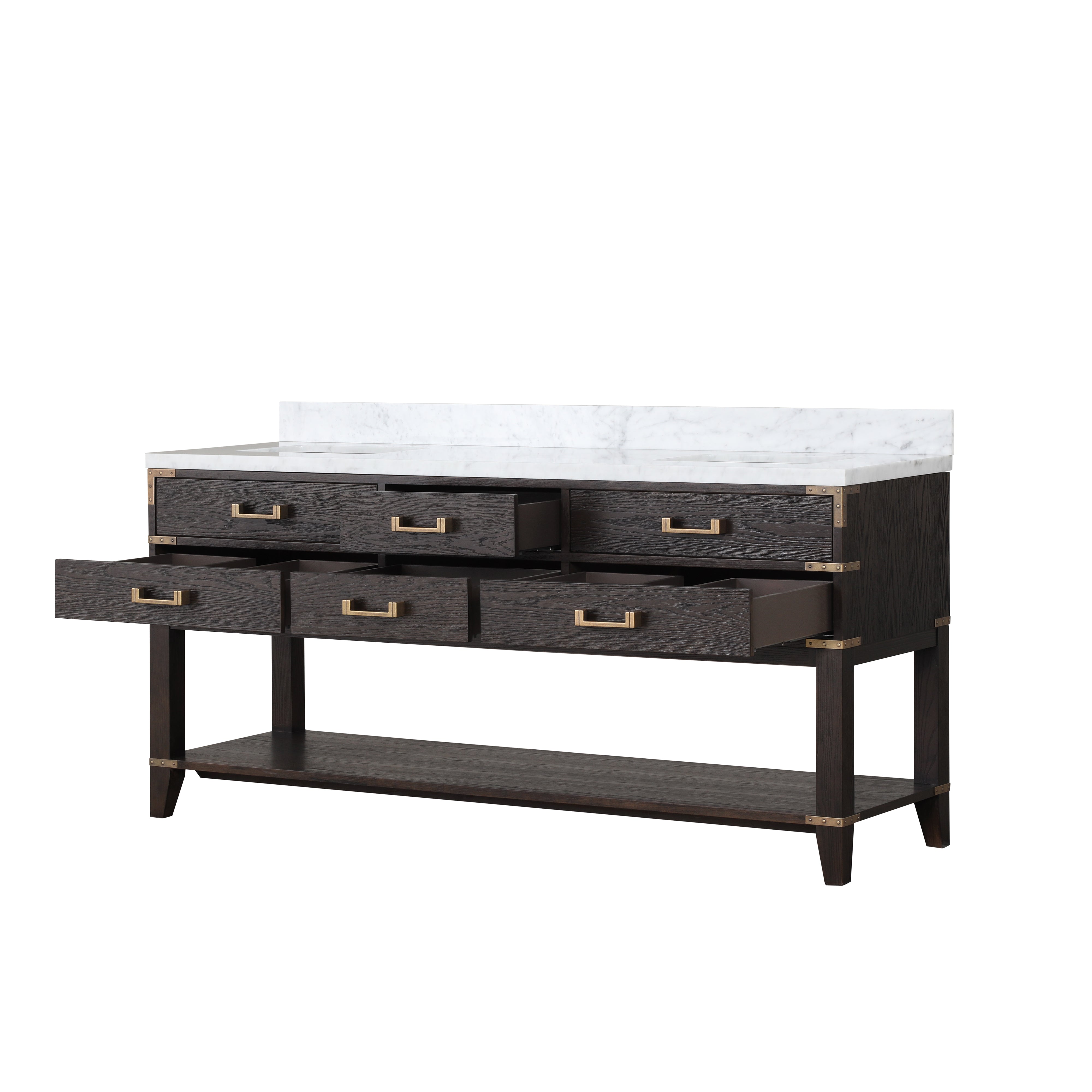 Norwalk 72 in W x 22 in D Brown Oak Double Bath Vanity