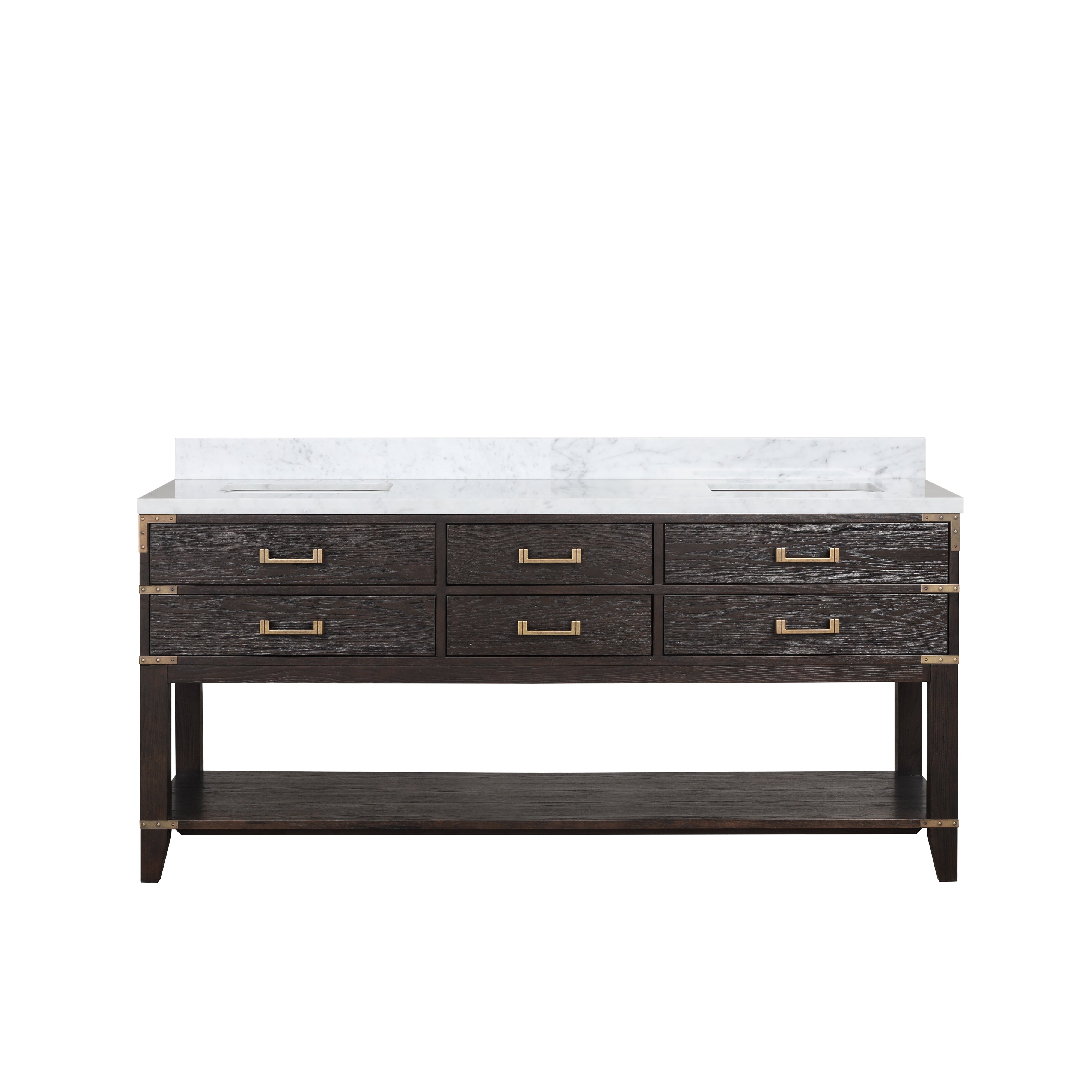 Norwalk 72 in W x 22 in D Brown Oak Double Bath Vanity