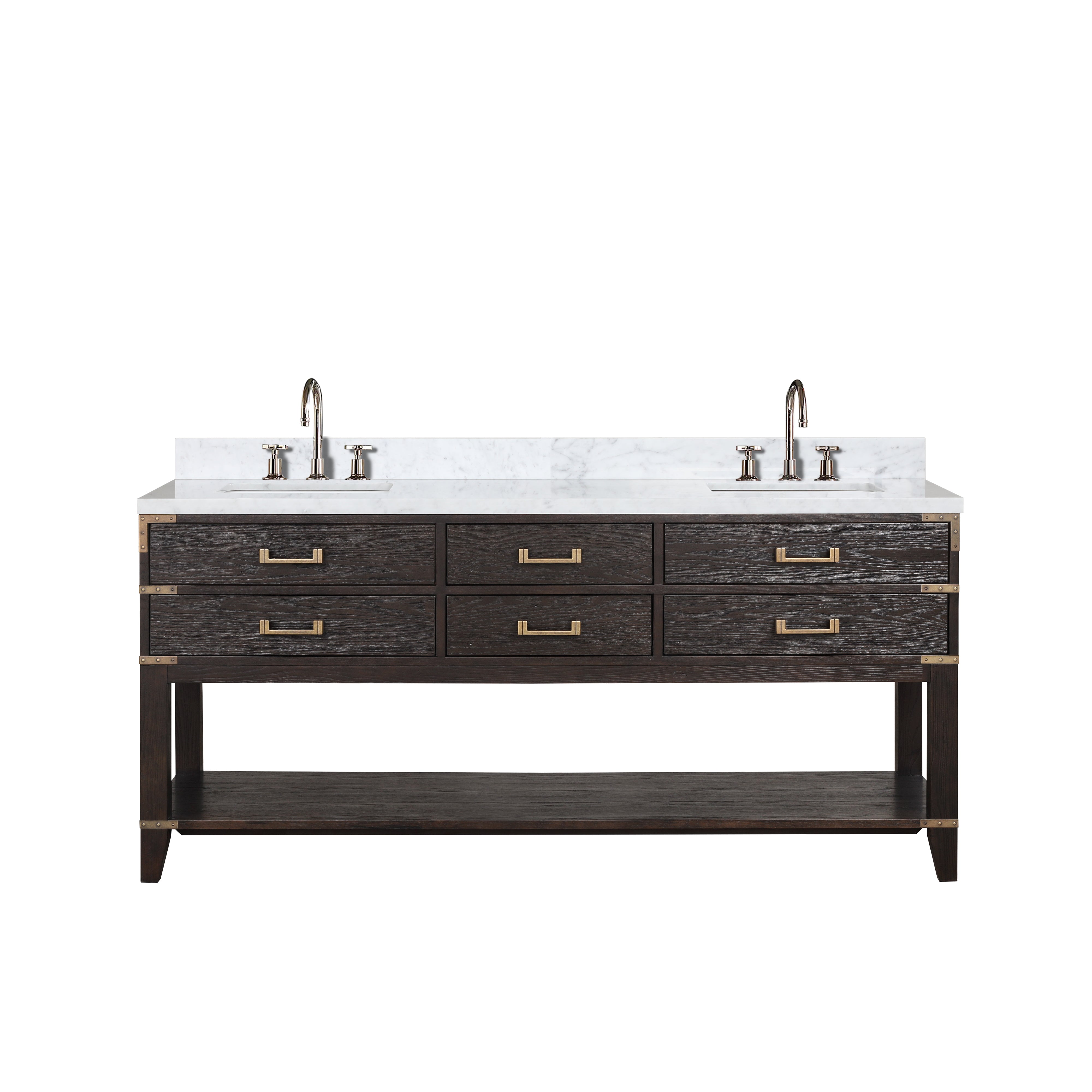 Norwalk 72 in W x 22 in D Brown Oak Double Bath Vanity