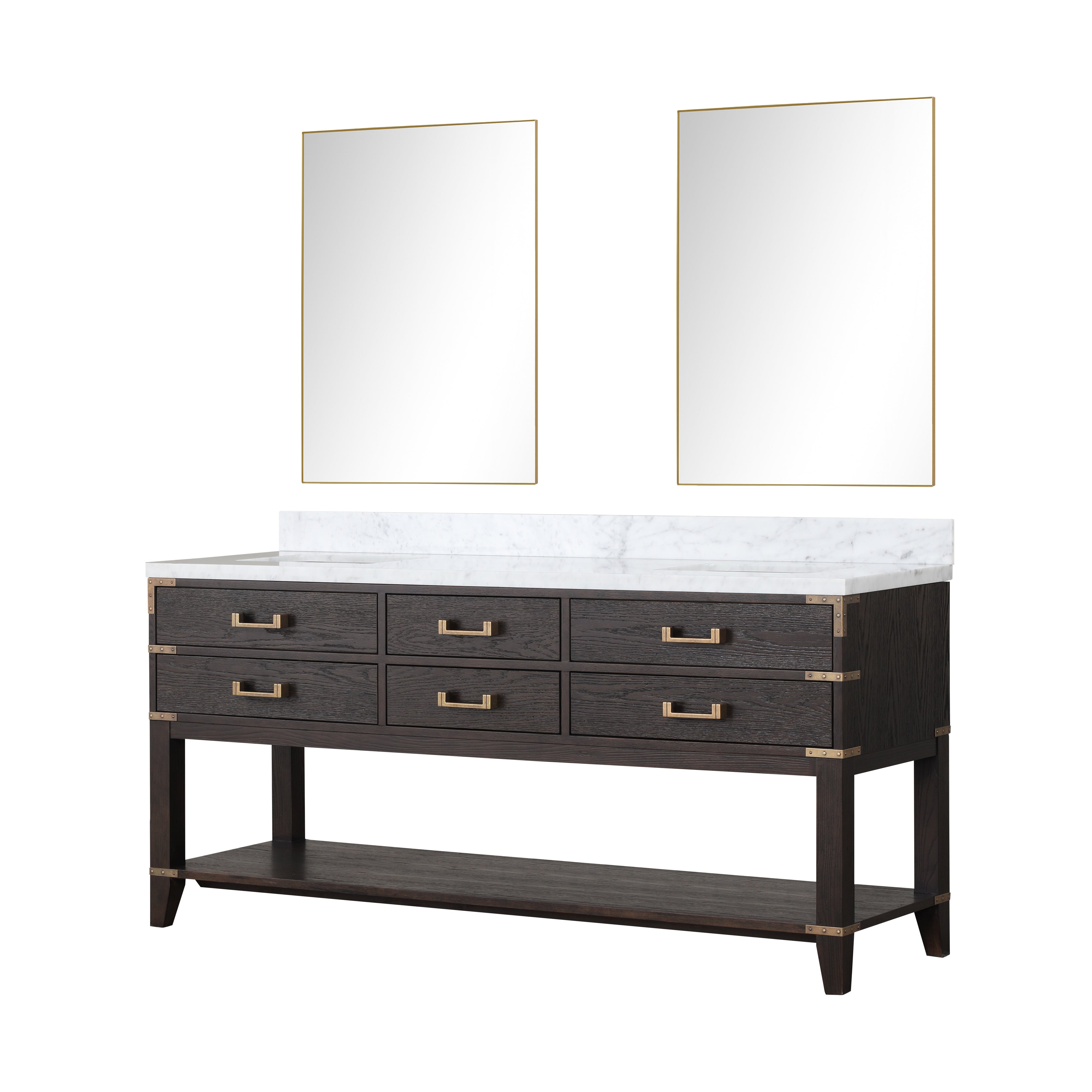 Norwalk 72 in W x 22 in D Brown Oak Double Bath Vanity