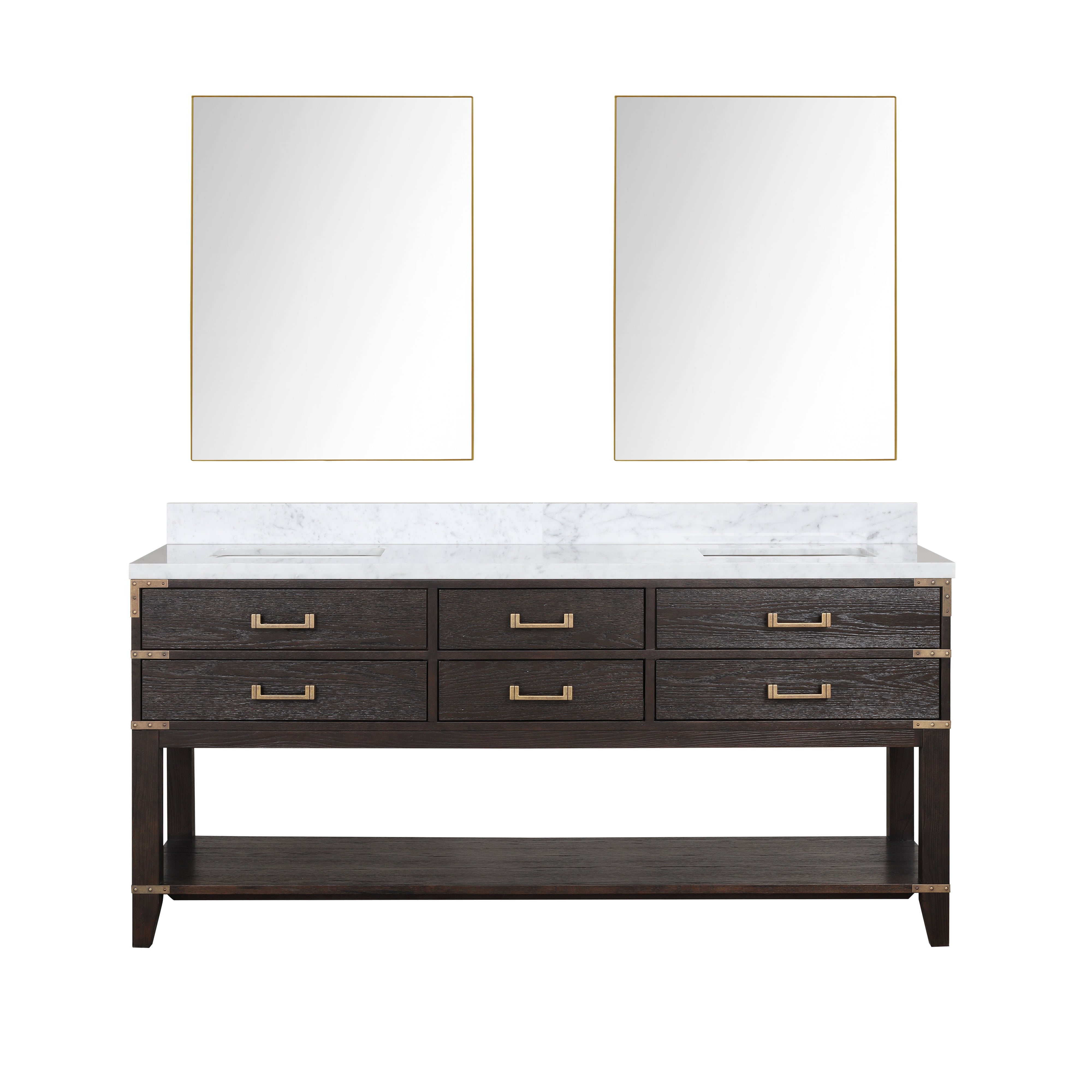 Norwalk 72 in W x 22 in D Brown Oak Double Bath Vanity