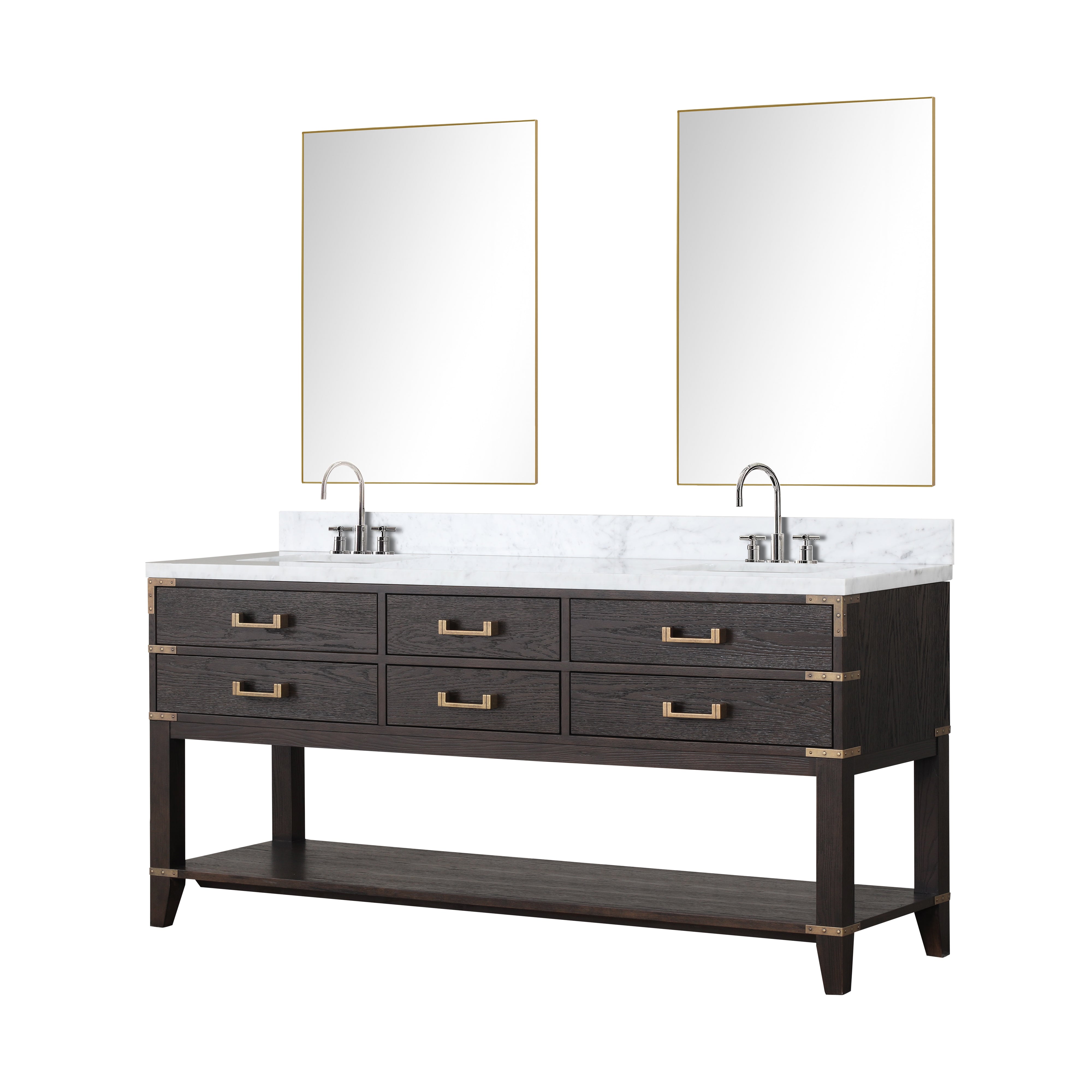 Norwalk 72 in W x 22 in D Brown Oak Double Bath Vanity