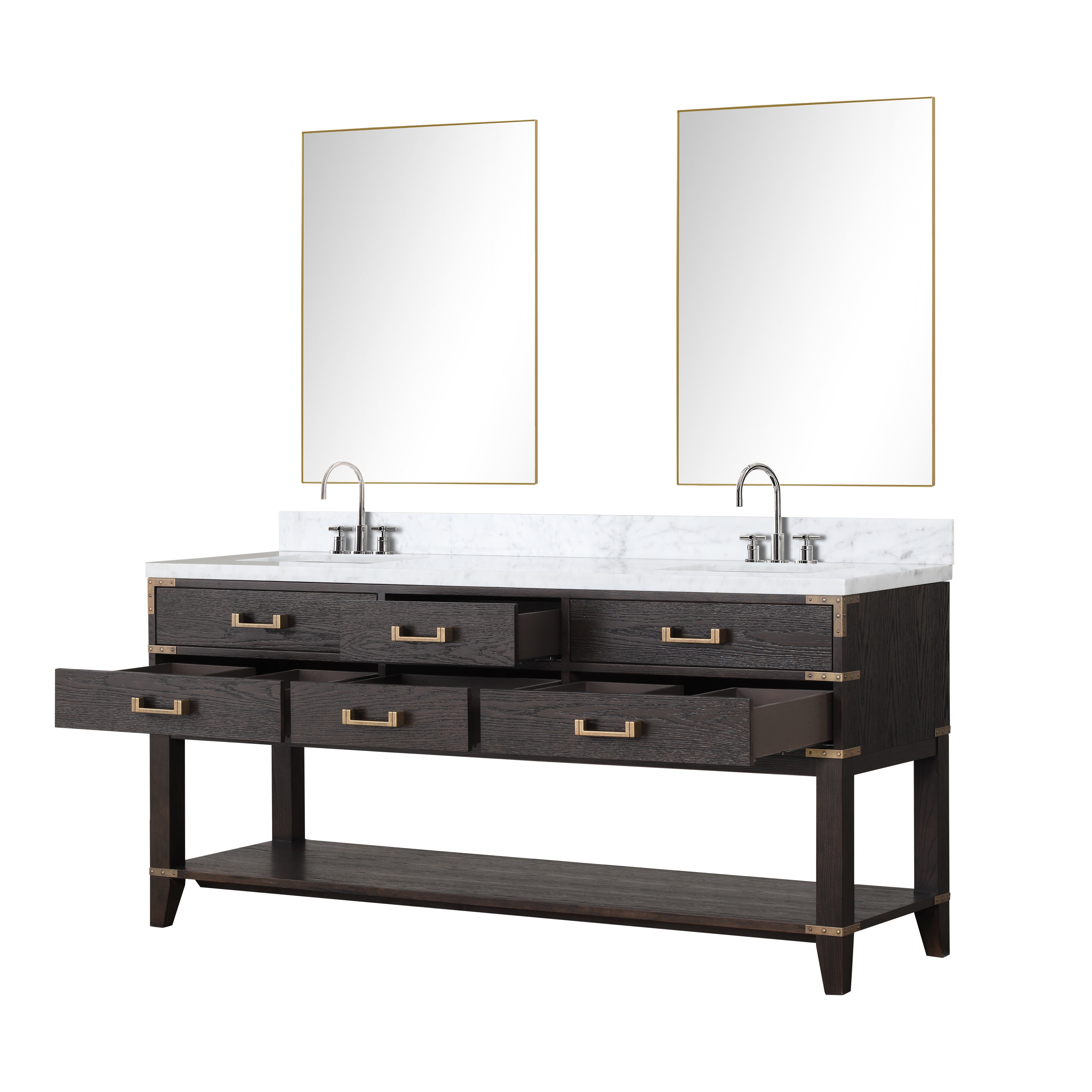 Norwalk 72 in W x 22 in D Brown Oak Double Bath Vanity