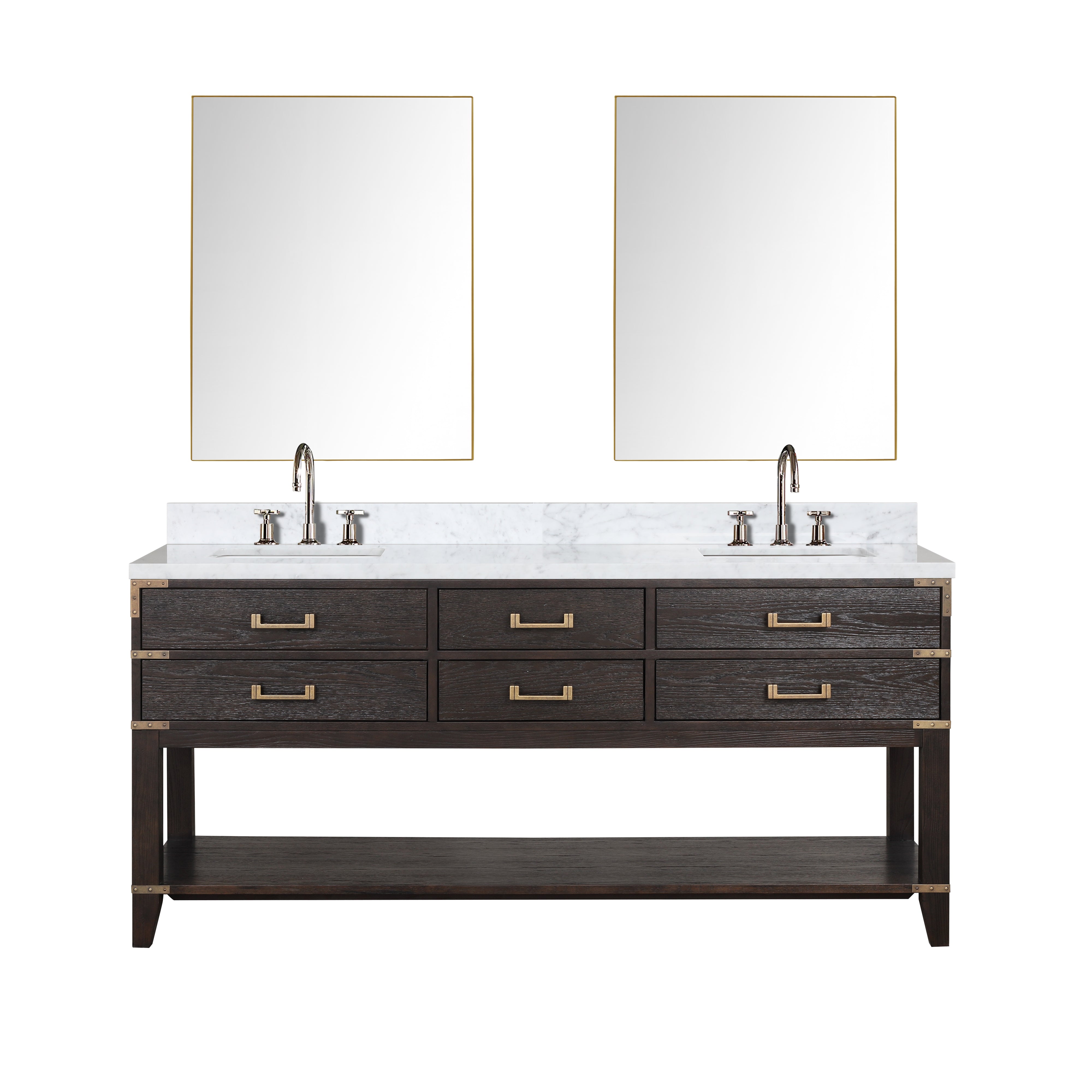 Norwalk 72 in W x 22 in D Brown Oak Double Bath Vanity