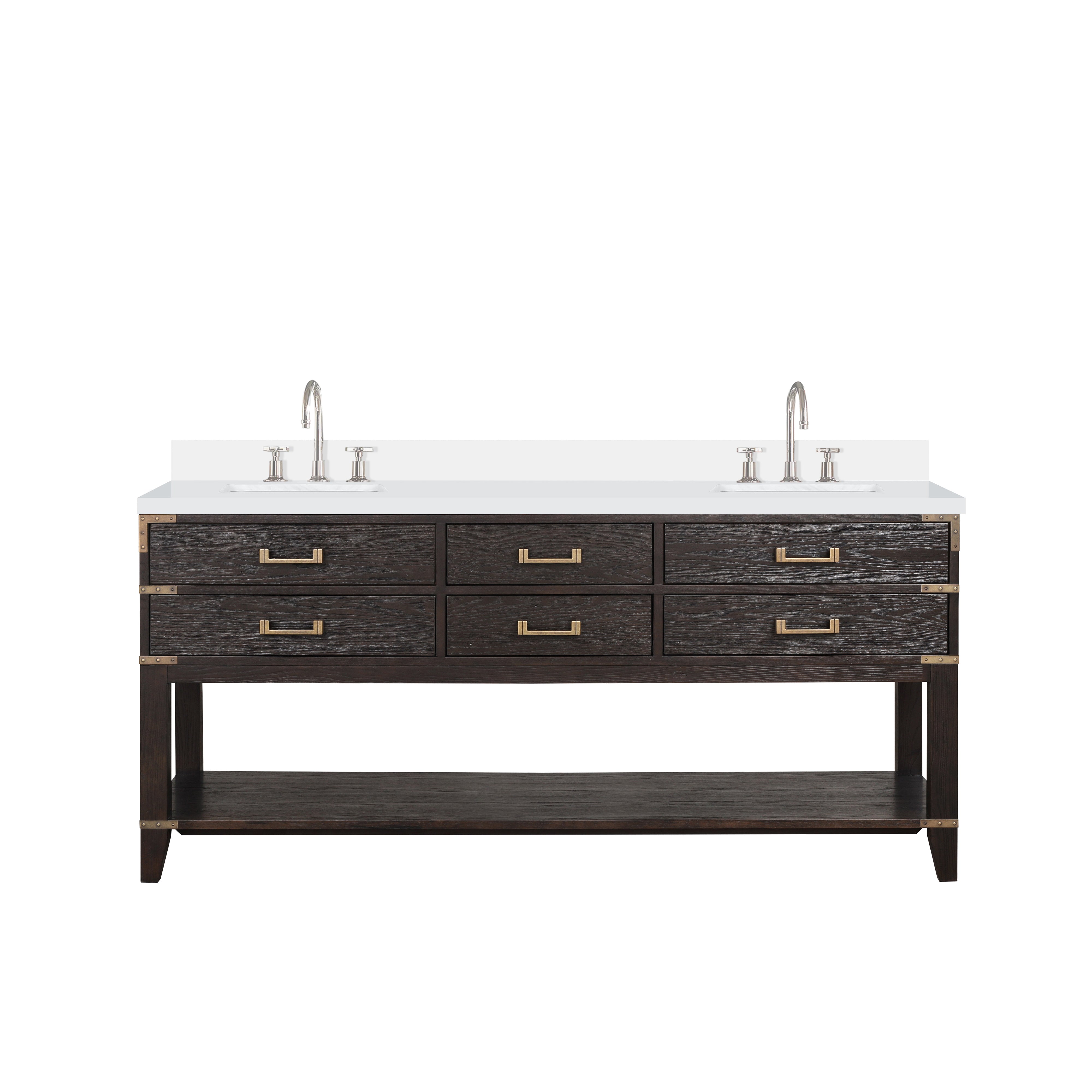 Norwalk 72 in W x 22 in D Brown Oak Double Bath Vanity