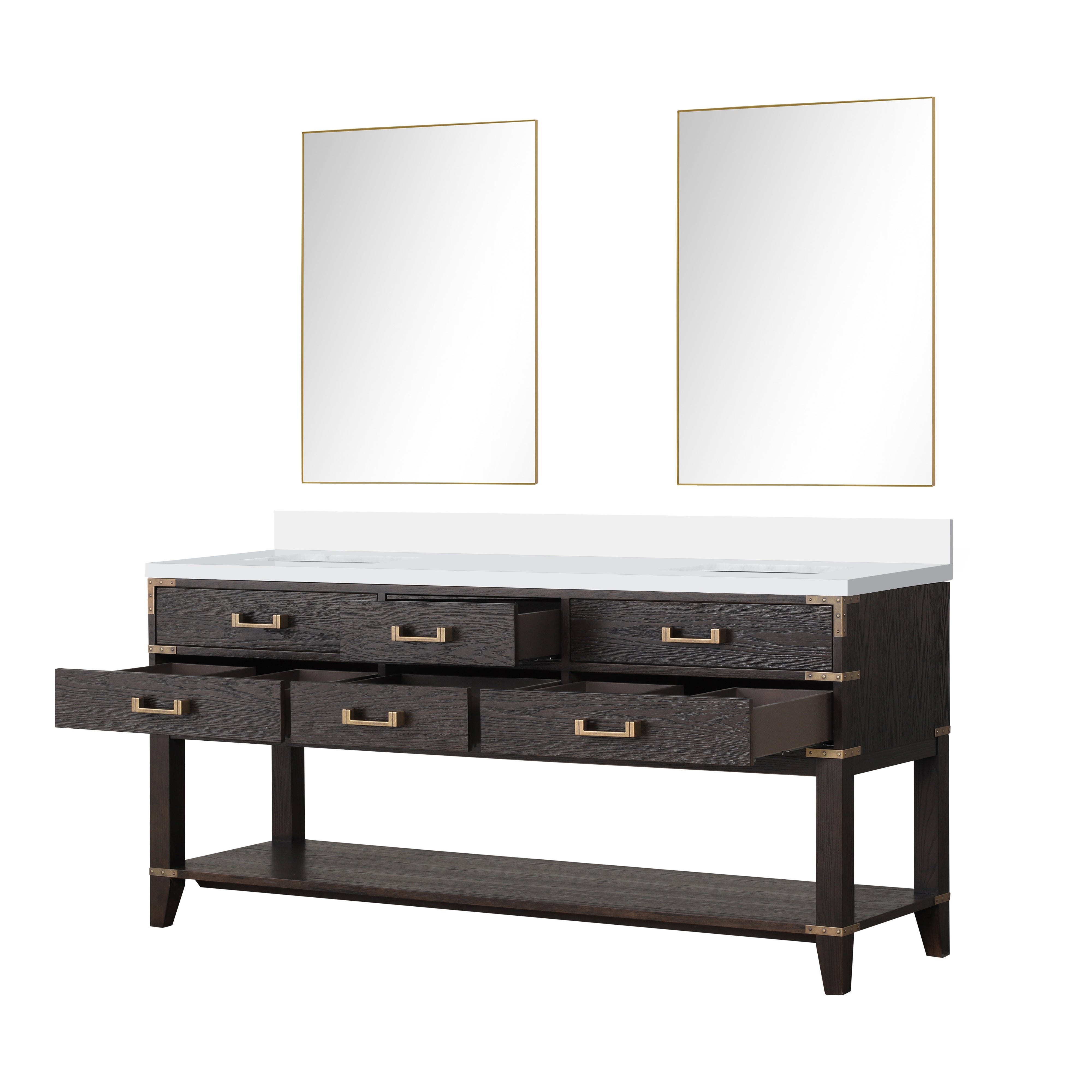 Norwalk 72 in W x 22 in D Brown Oak Double Bath Vanity