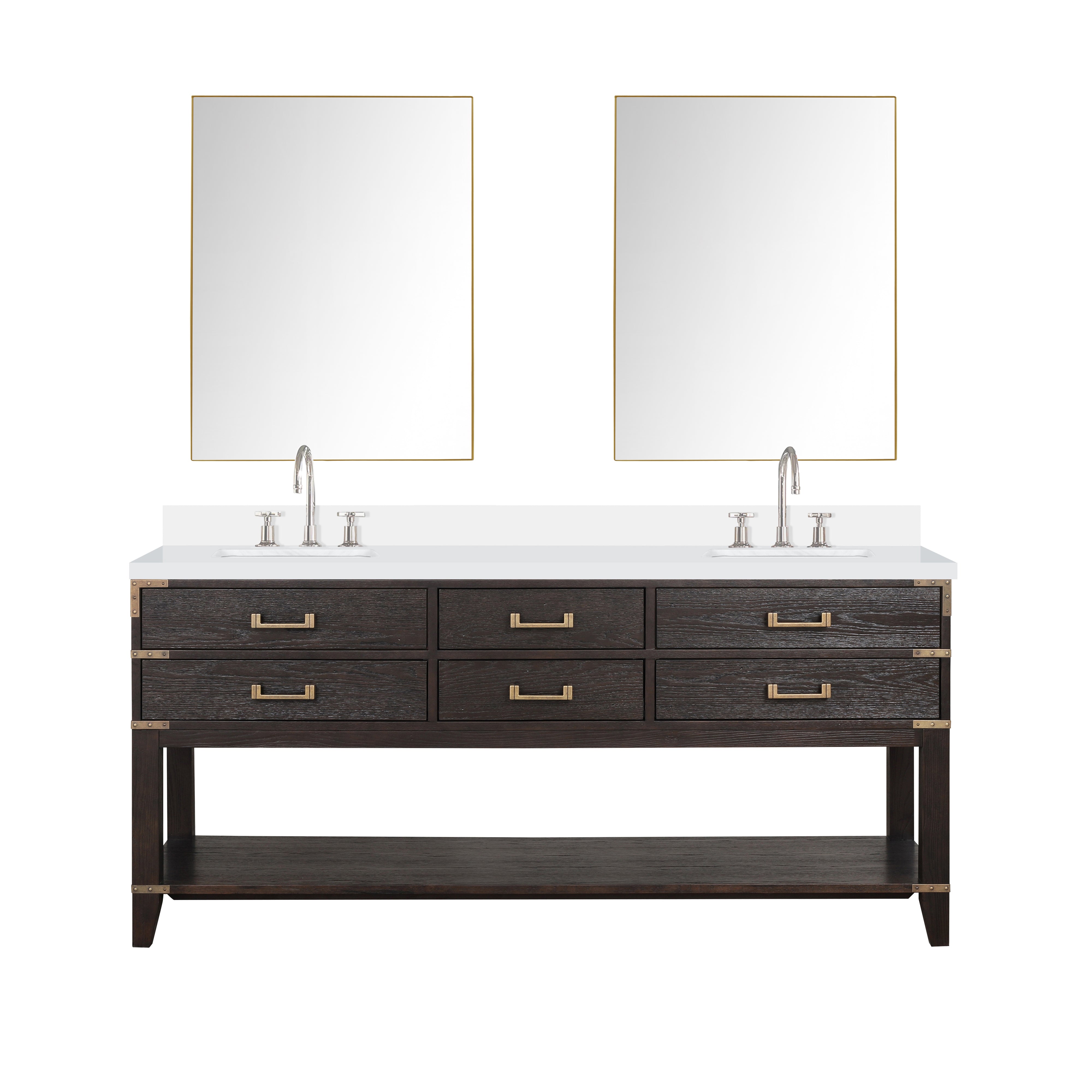 Norwalk 72 in W x 22 in D Brown Oak Double Bath Vanity