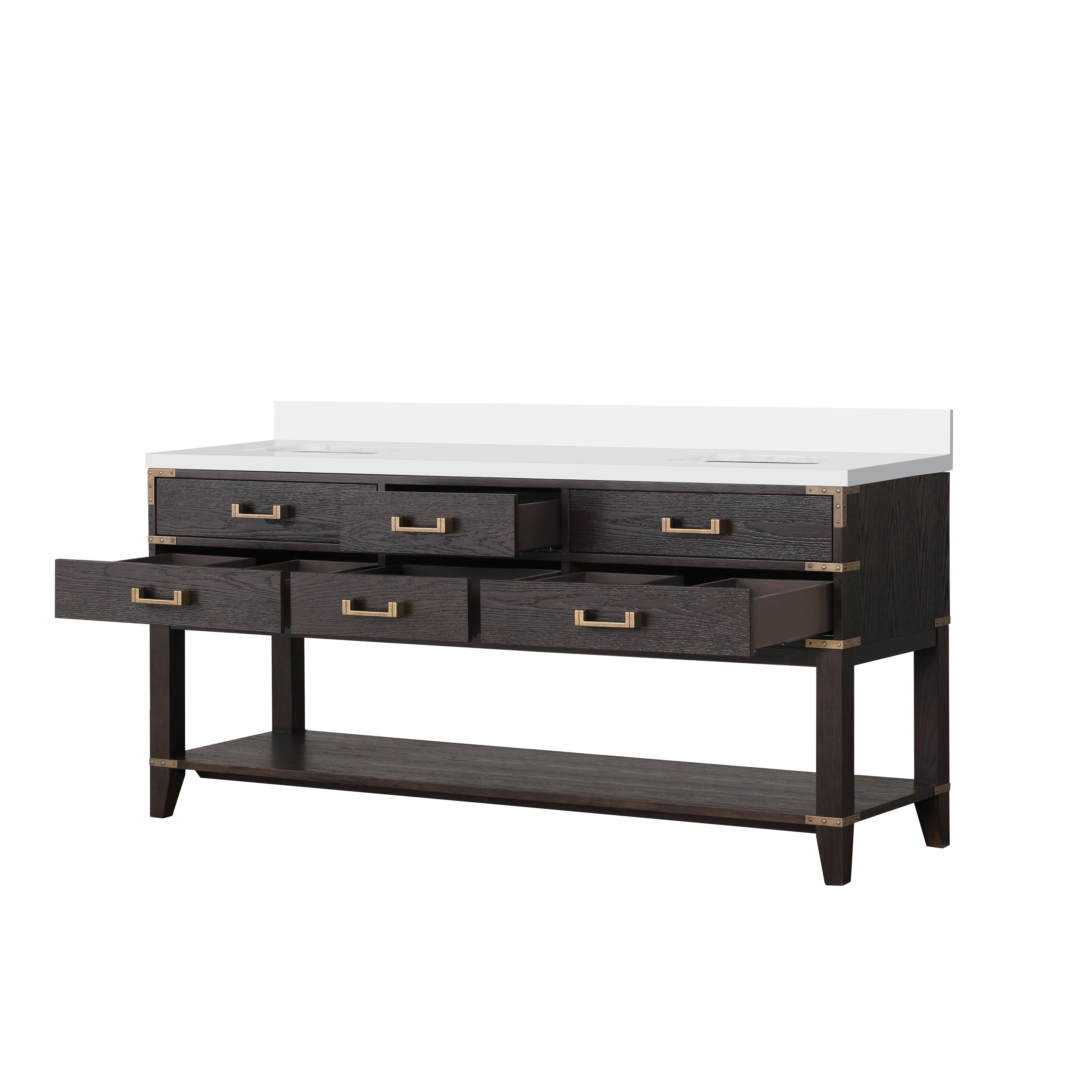 Norwalk 72 in W x 22 in D Brown Oak Double Bath Vanity
