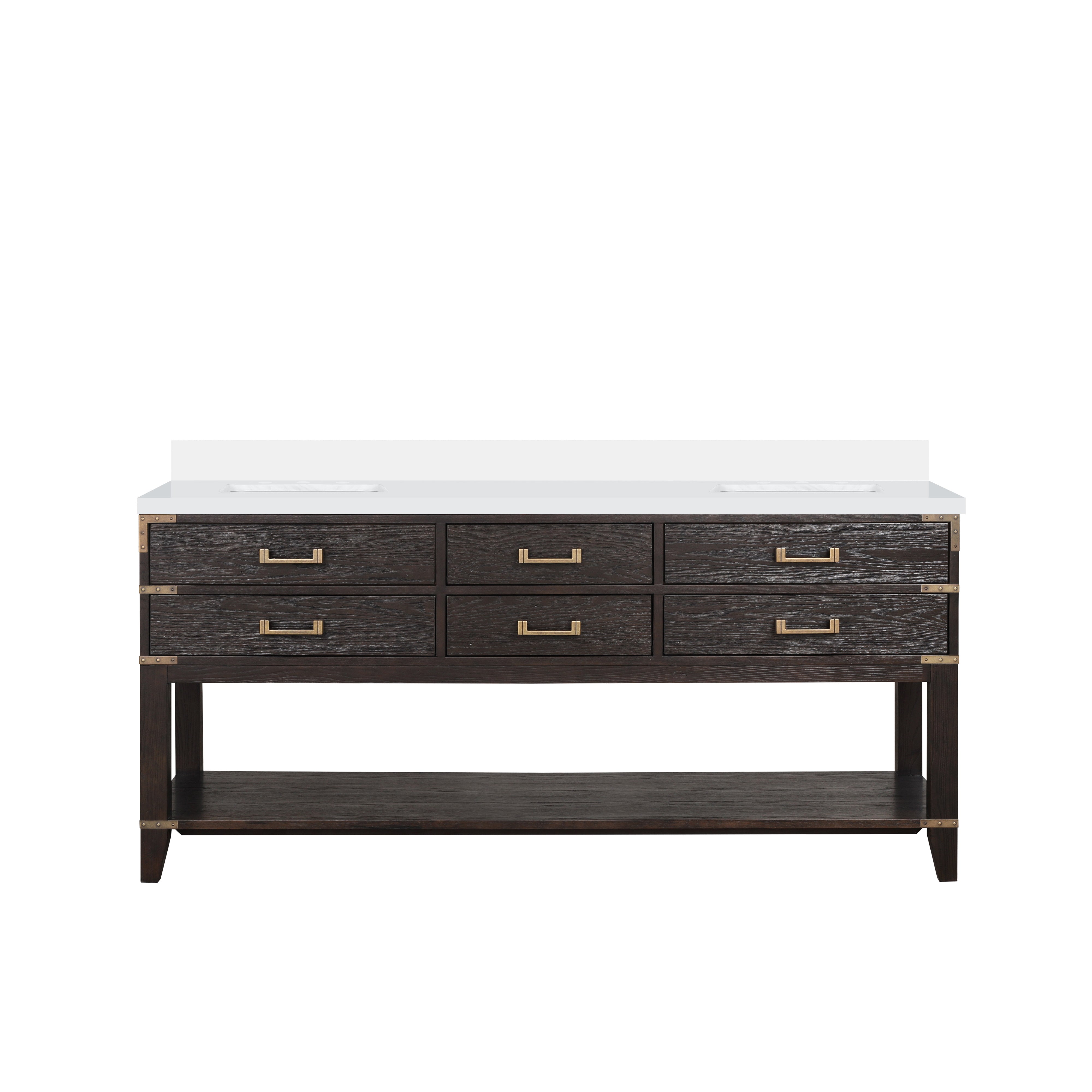 Norwalk 72 in W x 22 in D Brown Oak Double Bath Vanity