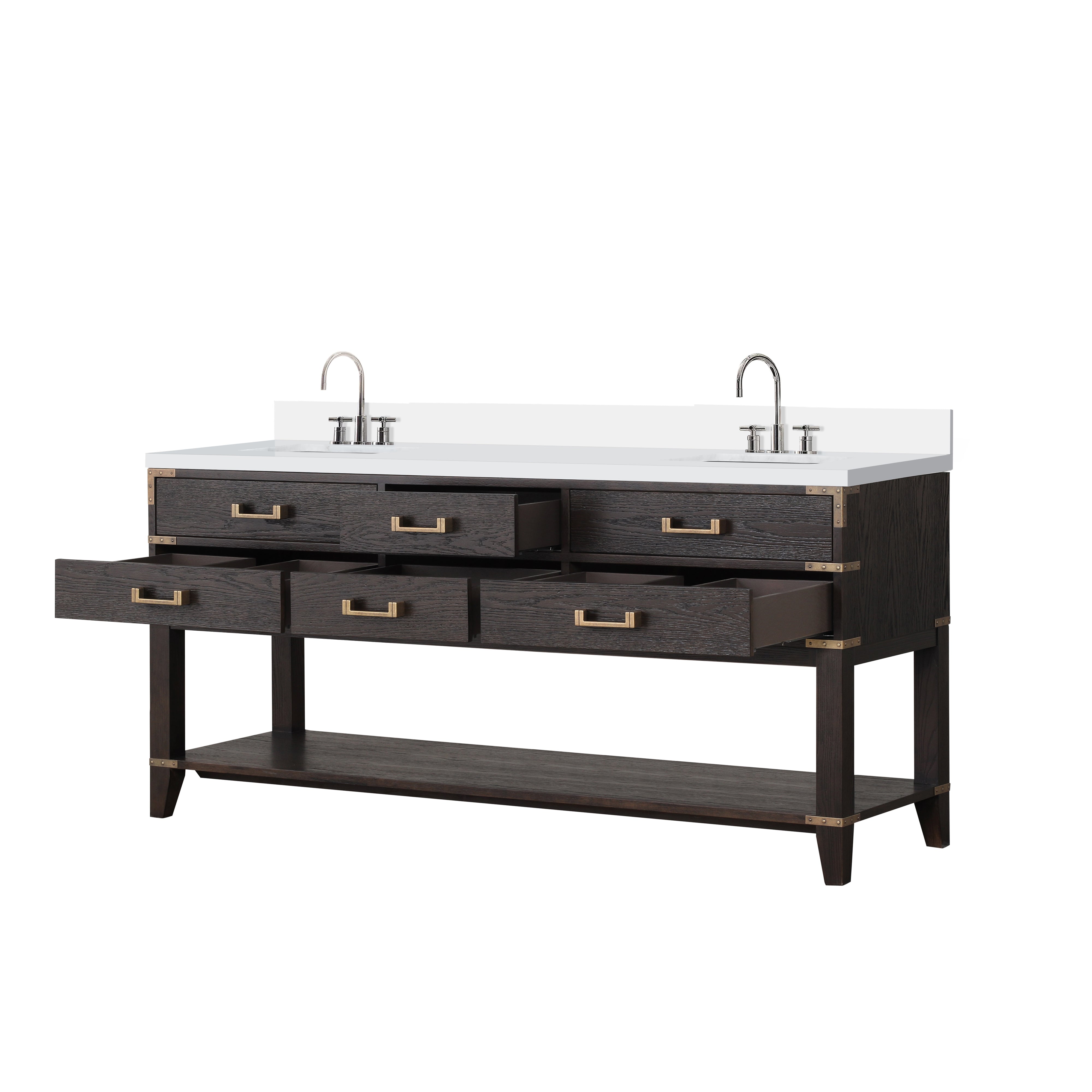 Norwalk 72 in W x 22 in D Brown Oak Double Bath Vanity