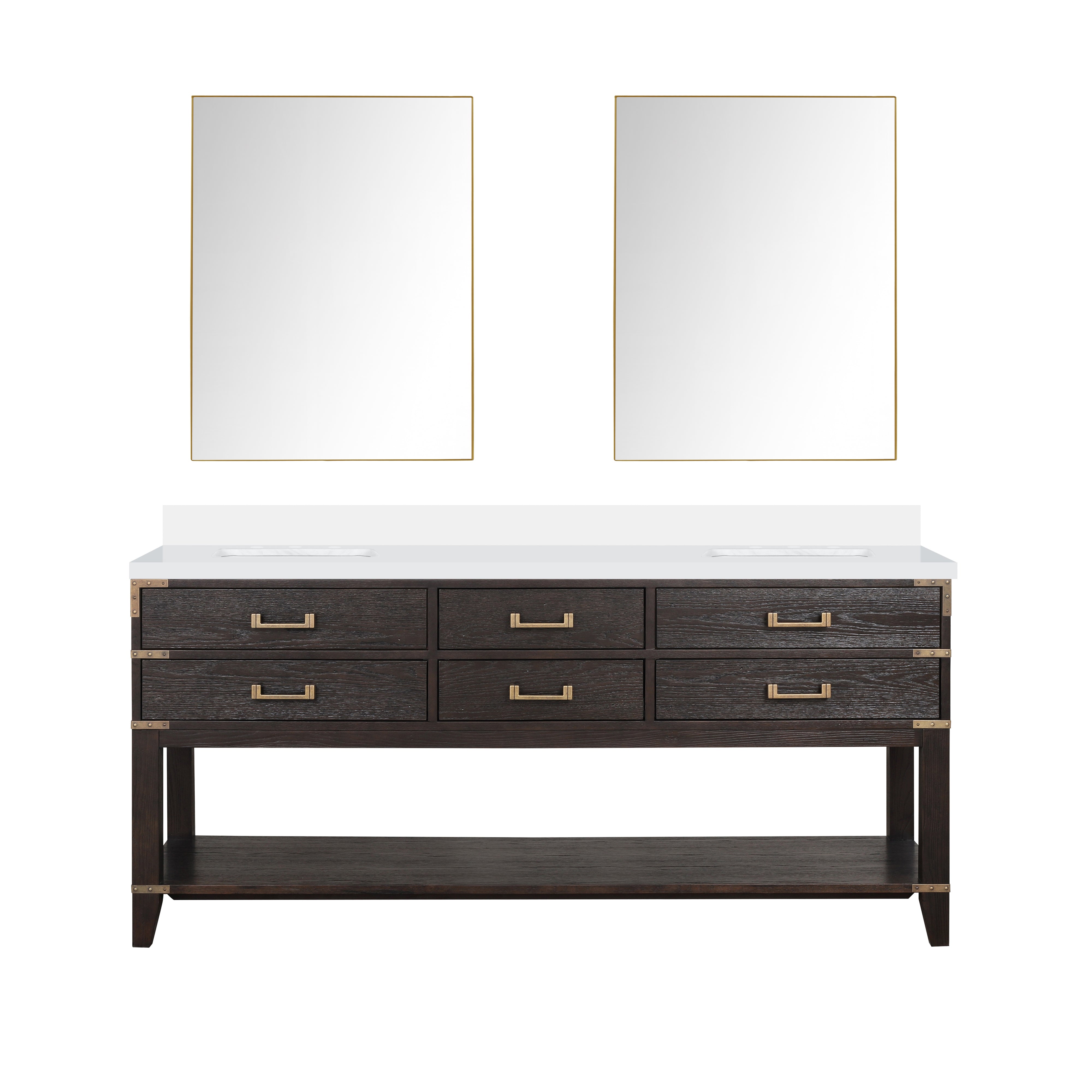 Norwalk 72 in W x 22 in D Brown Oak Double Bath Vanity