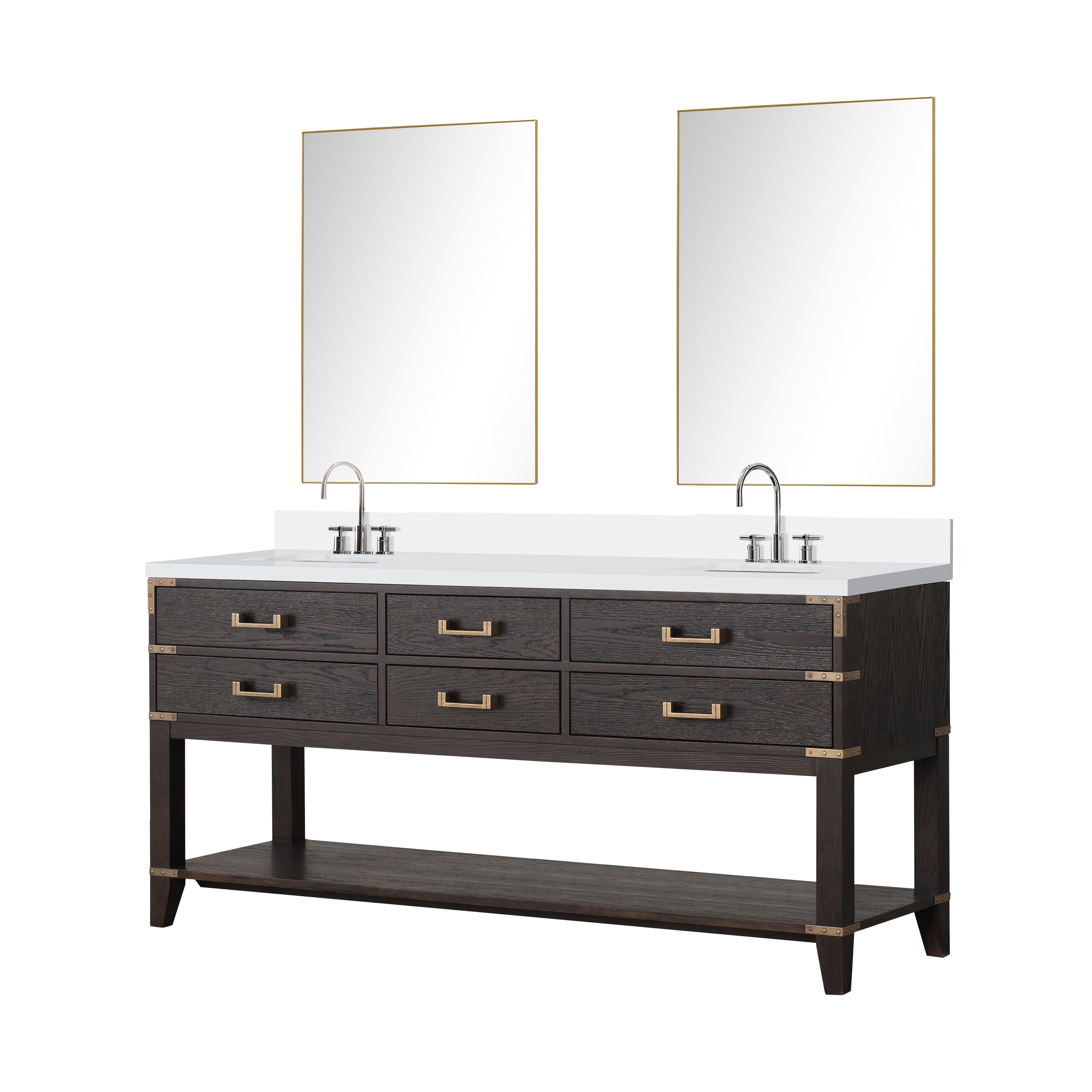 Norwalk 72 in W x 22 in D Brown Oak Double Bath Vanity