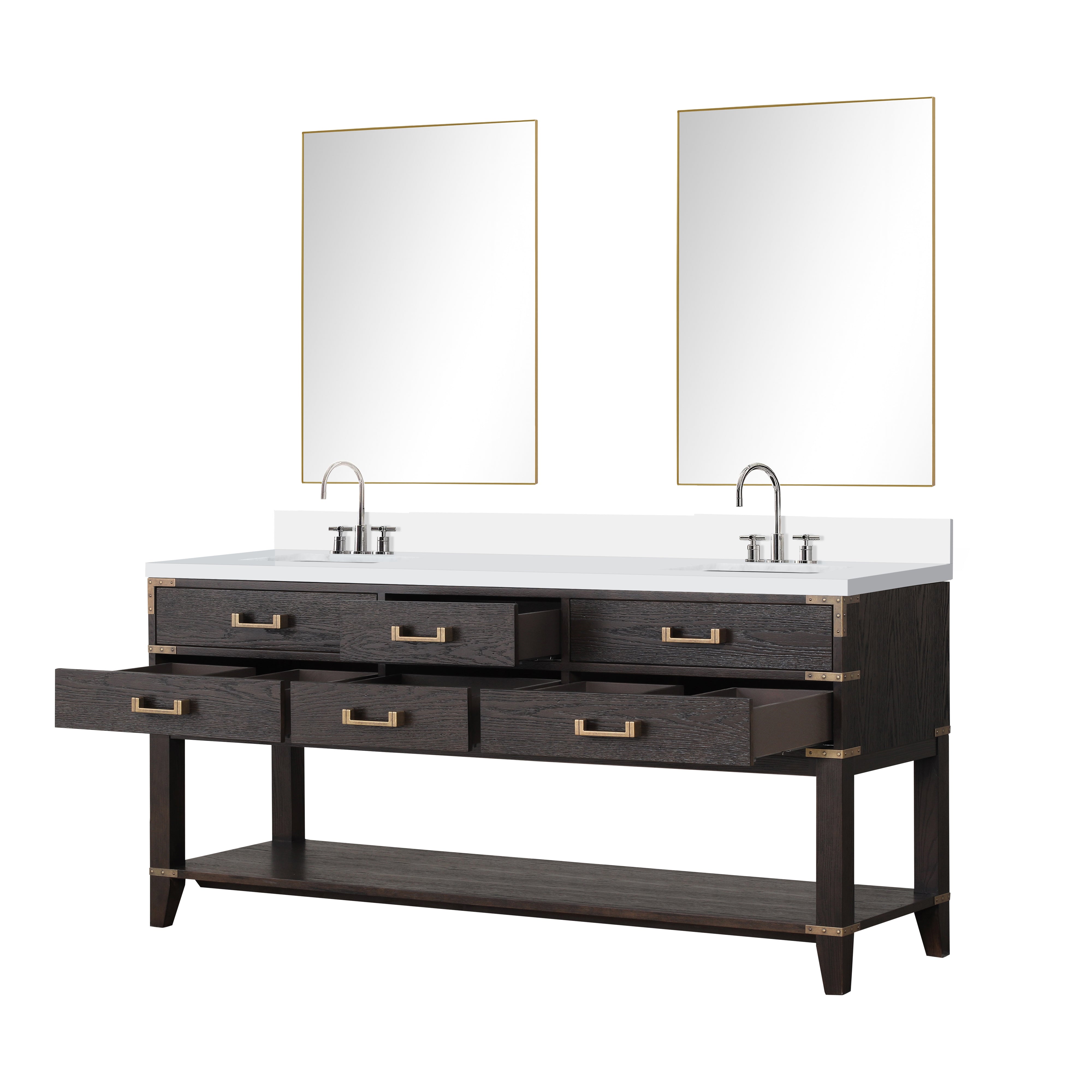 Norwalk 72 in W x 22 in D Brown Oak Double Bath Vanity