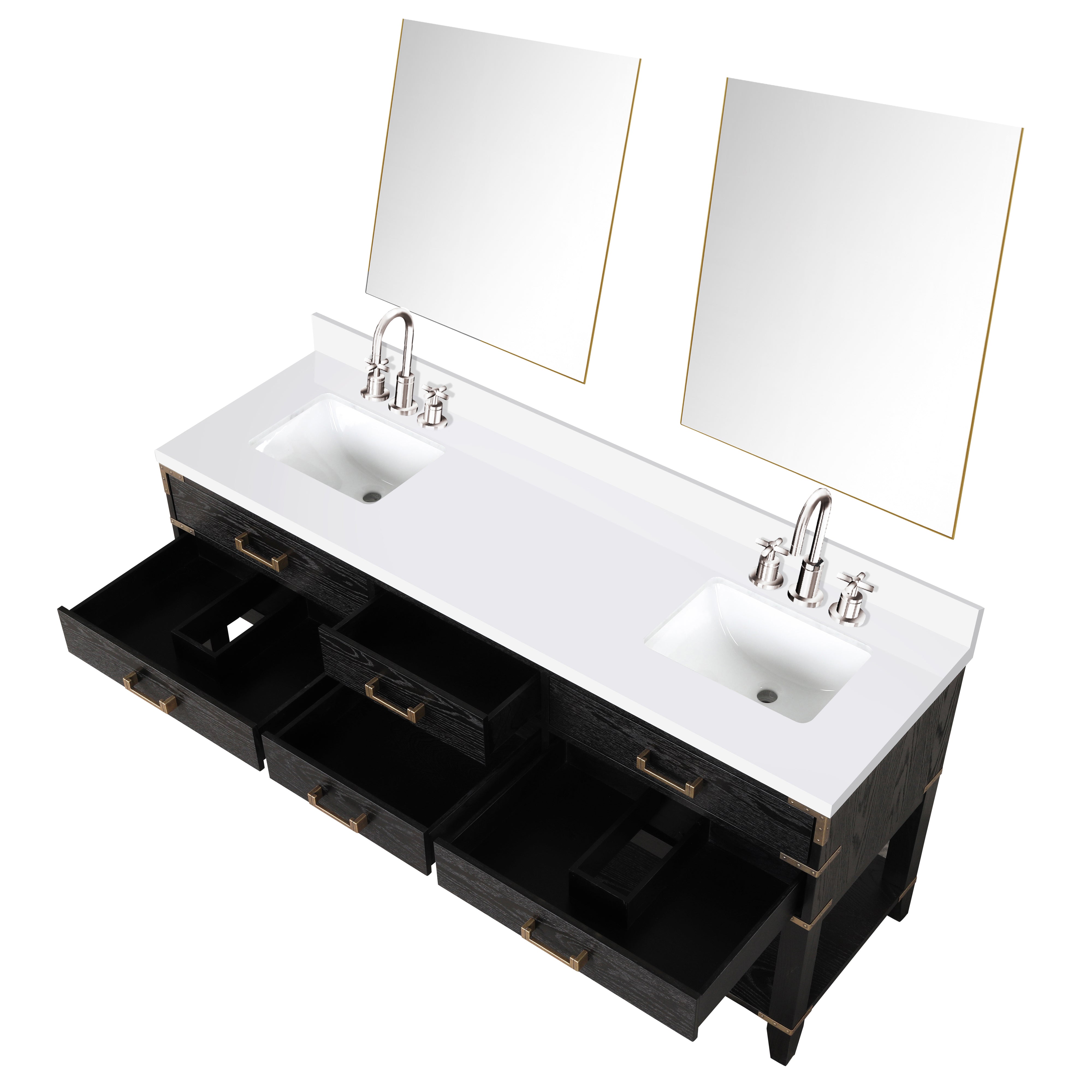 Norwalk 72 in W x 22 in D Brown Oak Double Bath Vanity
