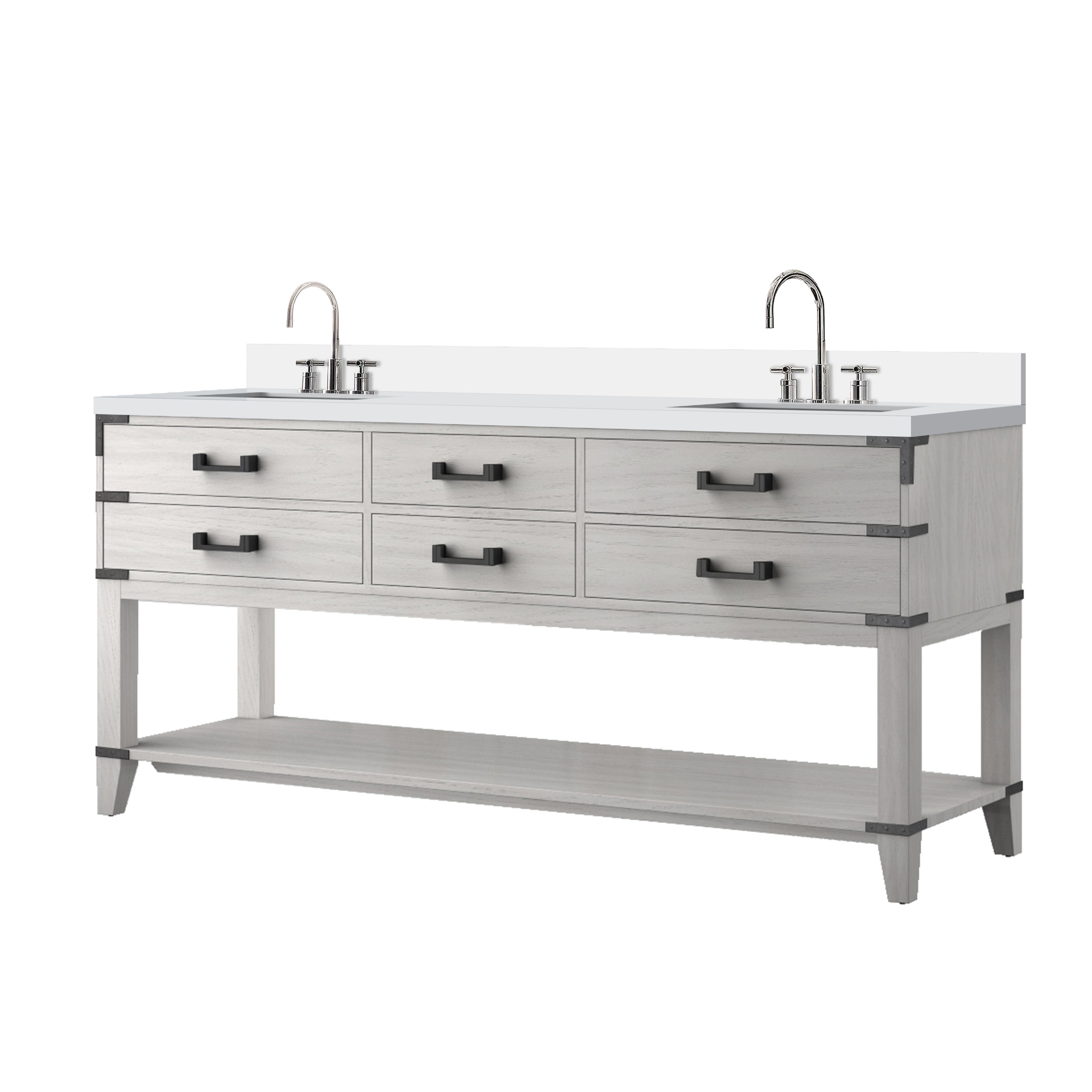 Norwalk 72 in W x 22 in D White Oak Double Bath Vanity