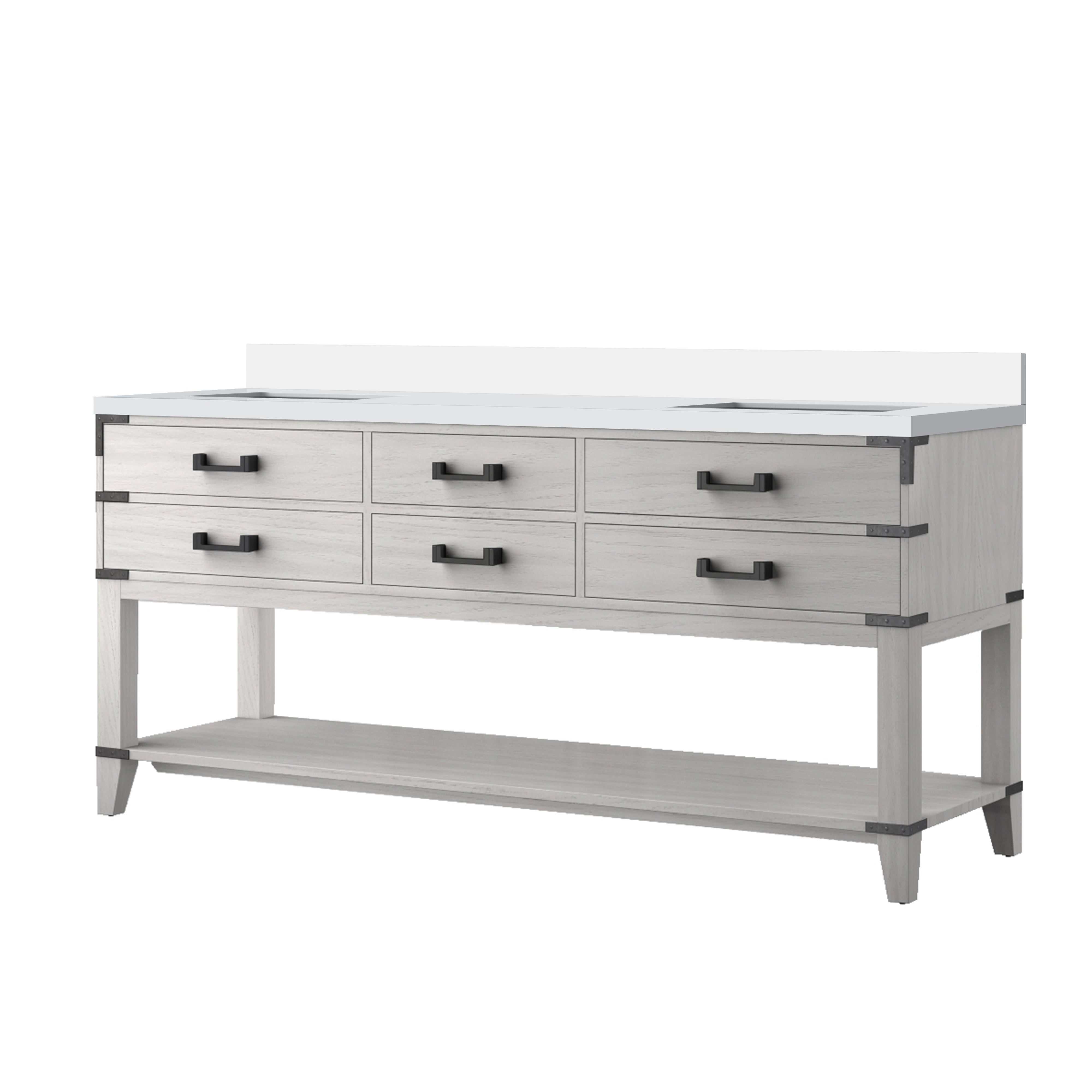 Norwalk 72 in W x 22 in D White Oak Double Bath Vanity