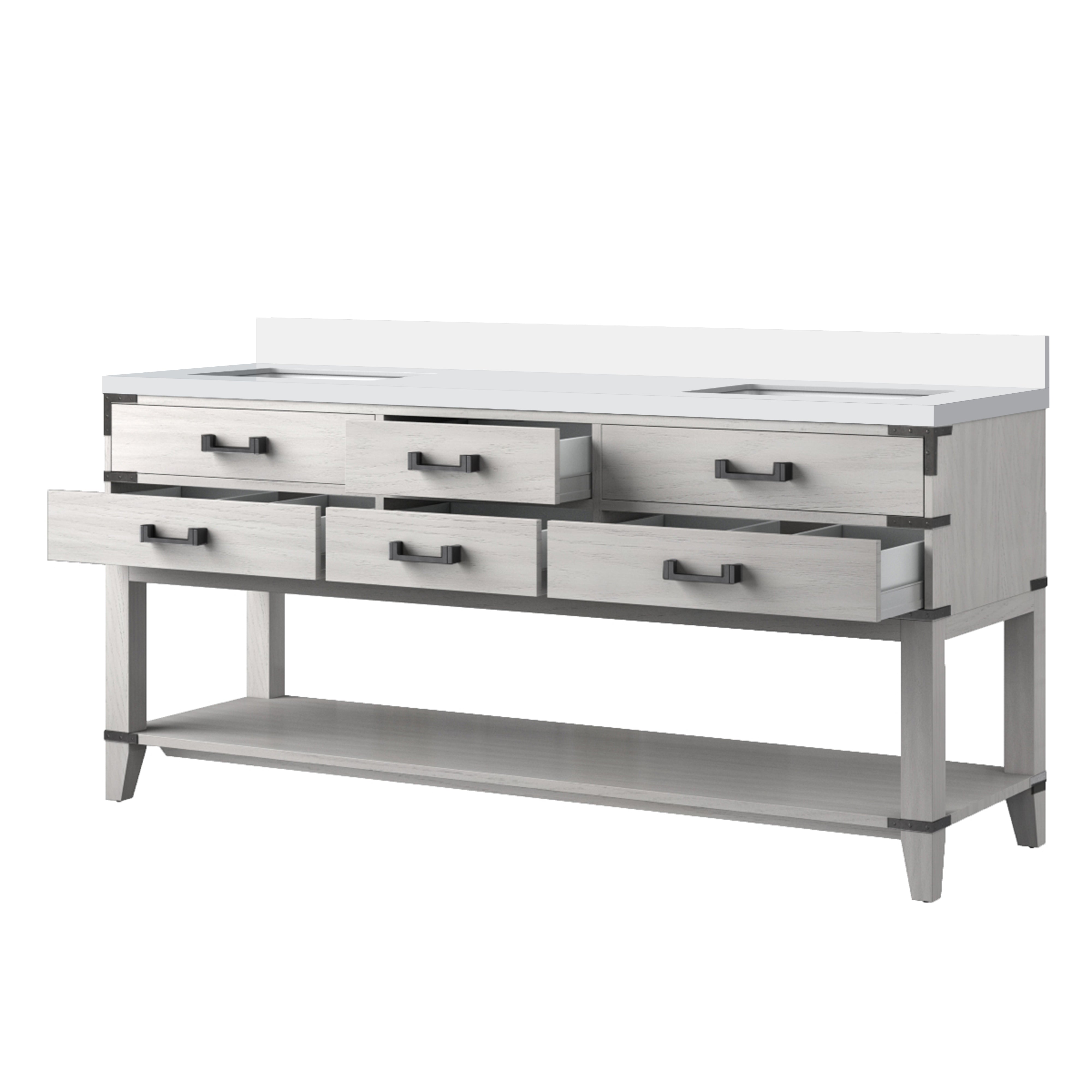 Norwalk 72 in W x 22 in D White Oak Double Bath Vanity