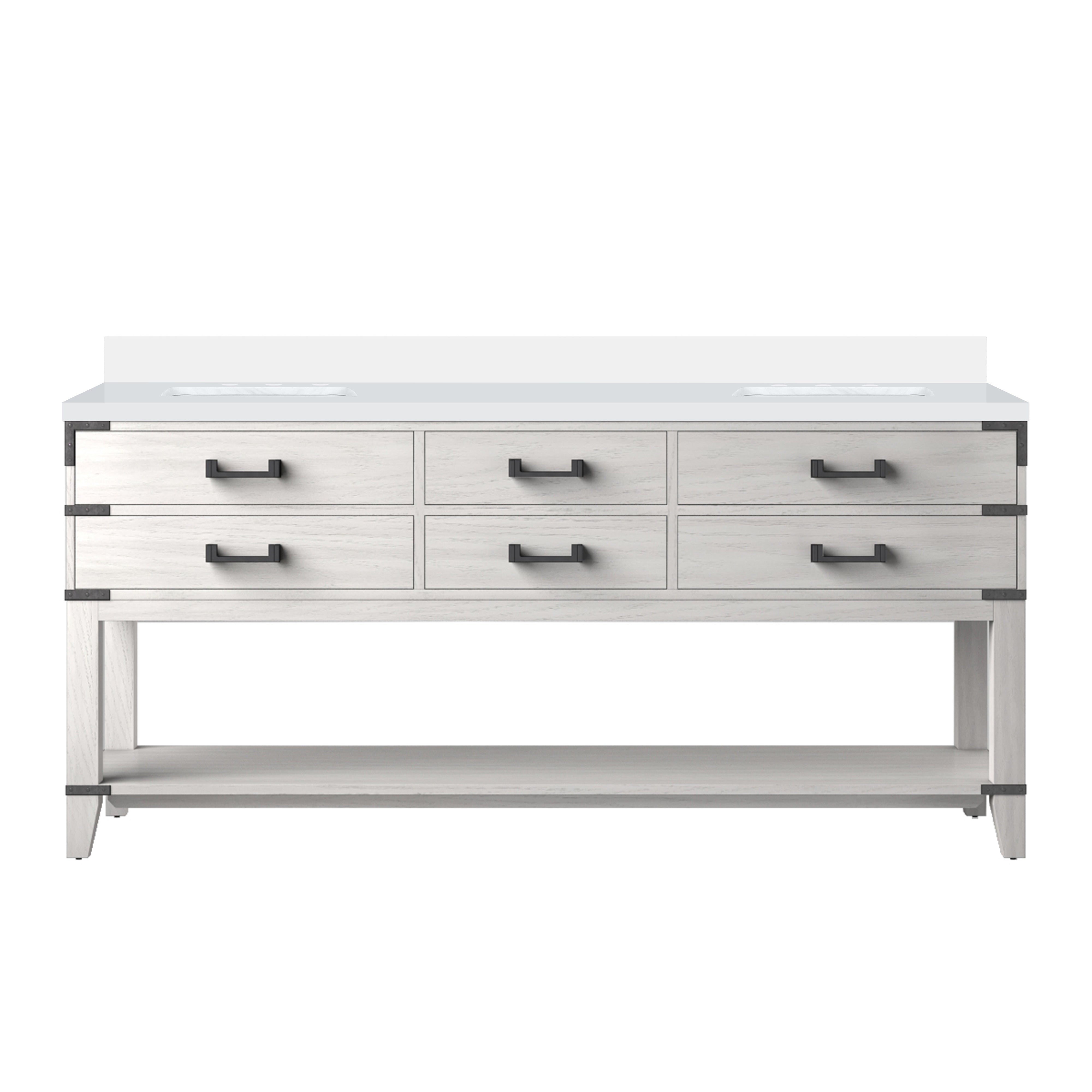 Norwalk 72 in W x 22 in D White Oak Double Bath Vanity