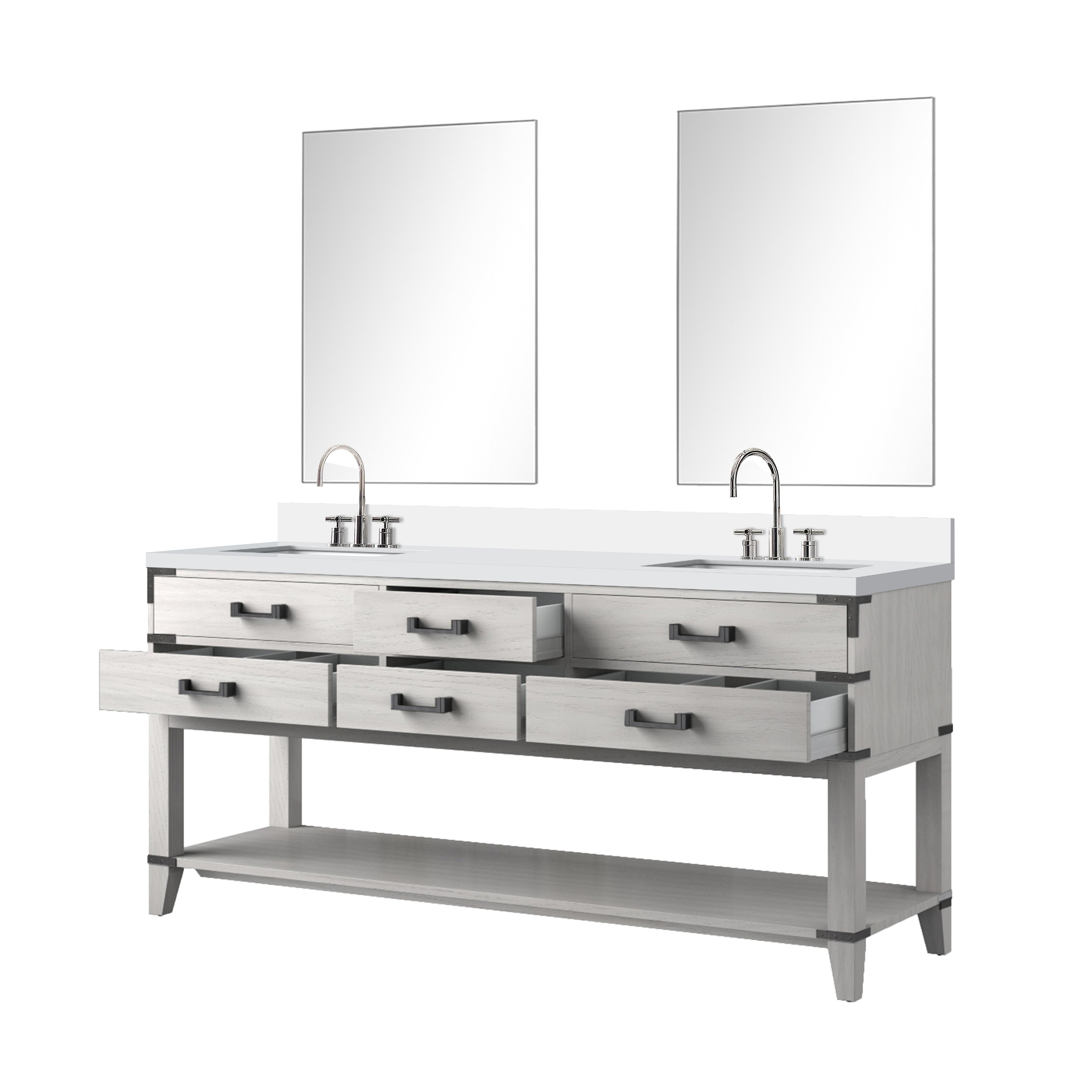 Norwalk 72 in W x 22 in D White Oak Double Bath Vanity