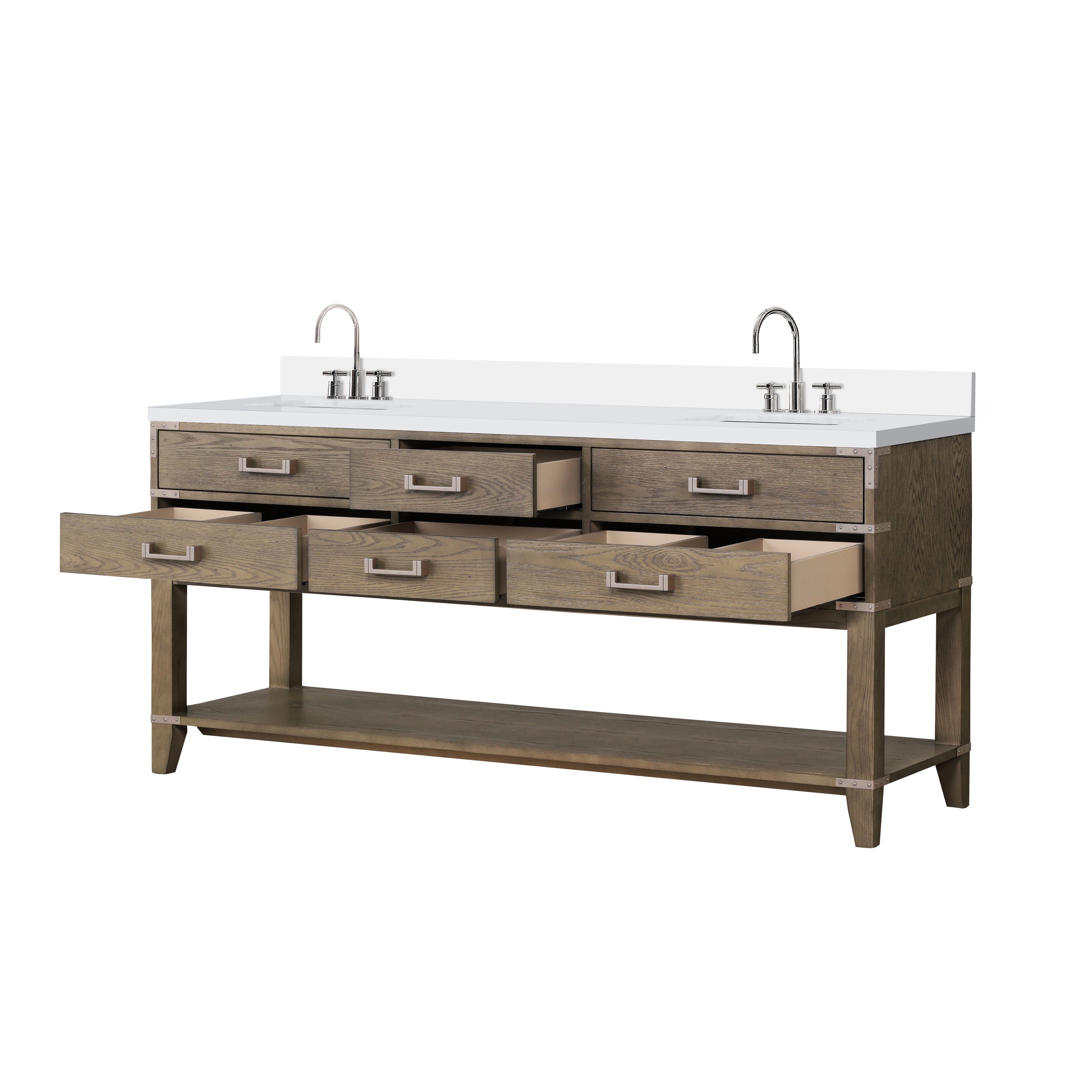 Norwalk 72 in W x 22 in D Grey Oak Double Bath Vanity