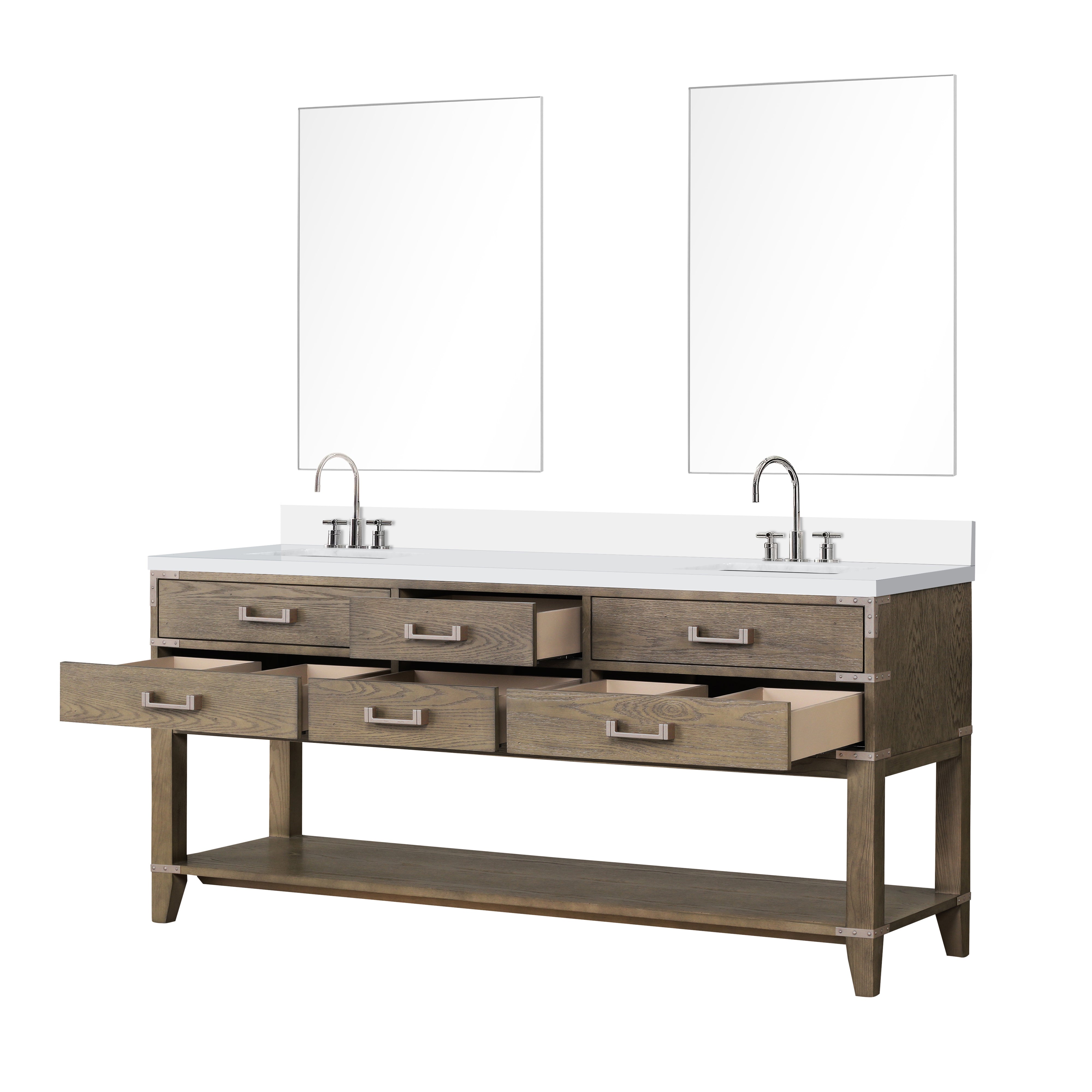 Norwalk 72 in W x 22 in D Grey Oak Double Bath Vanity